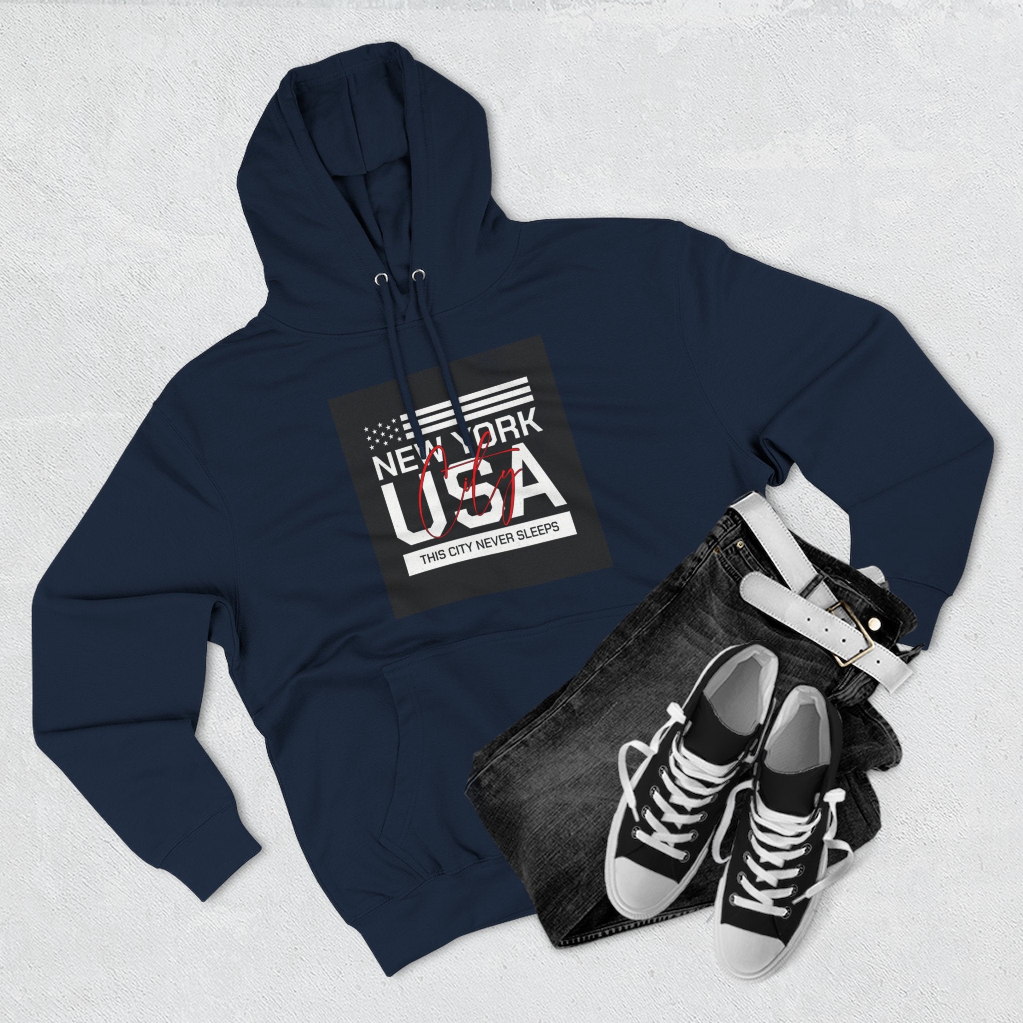 NYC Three-Panel Fleece Hoodie – Cozy Unisex Pullover, Perfect Gift for City Lovers & Travel Enthusiasts