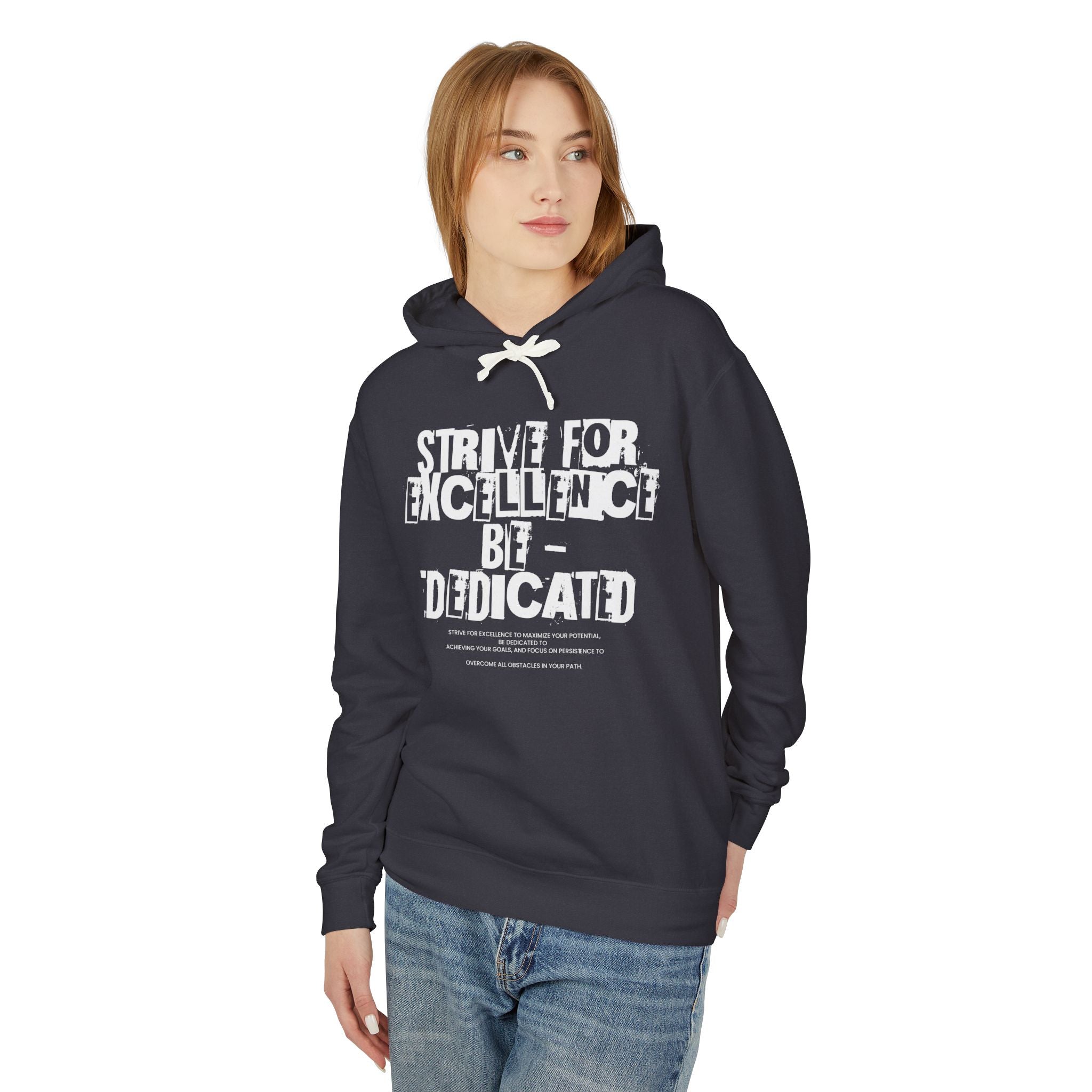 Strive for Excellence Hoodie – Motivational Unisex Pullover for Goal-Getters, Lightweight Everyday Hoodie for Gym