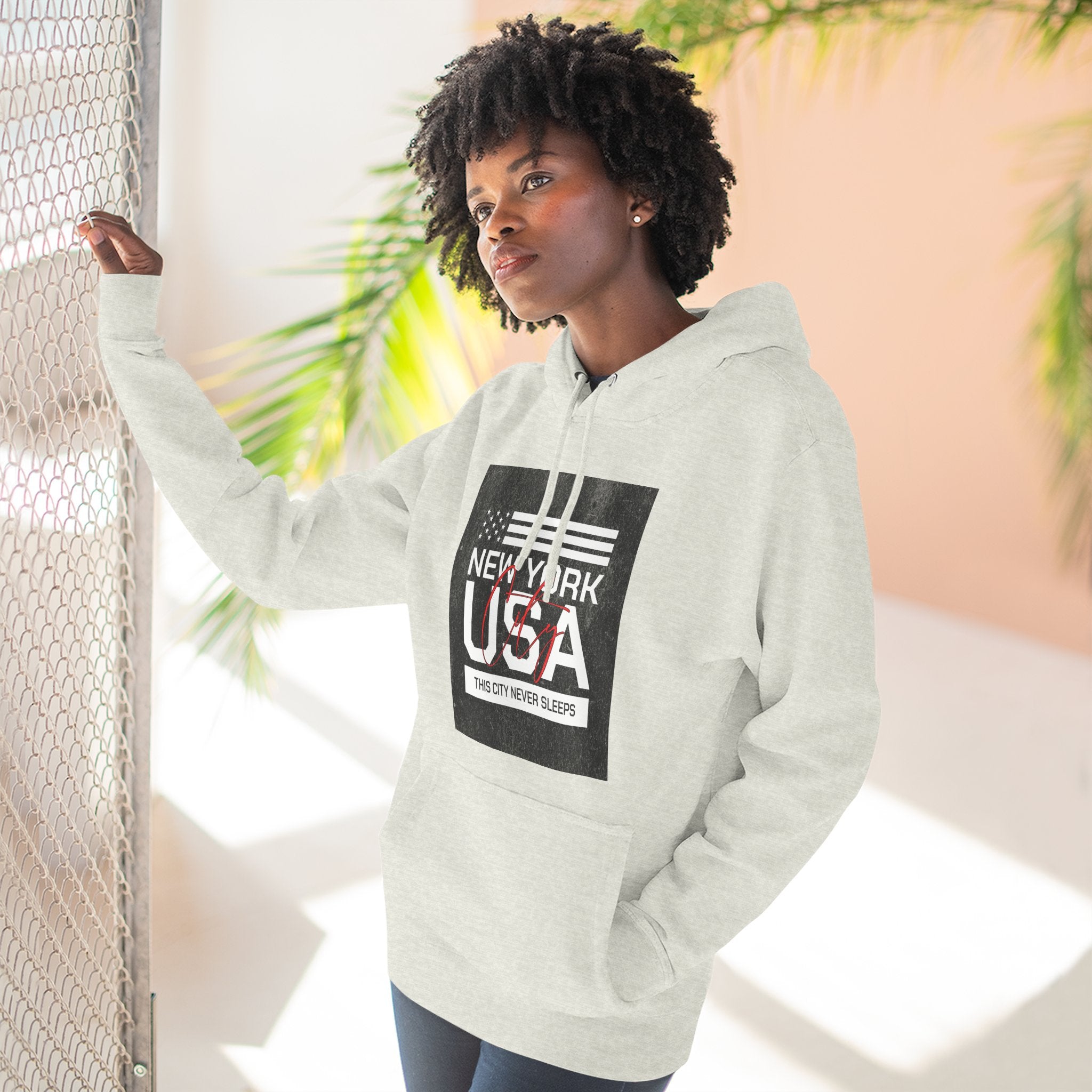 NYC Three-Panel Fleece Hoodie – Cozy Unisex Pullover, Perfect Gift for City Lovers & Travel Enthusiasts
