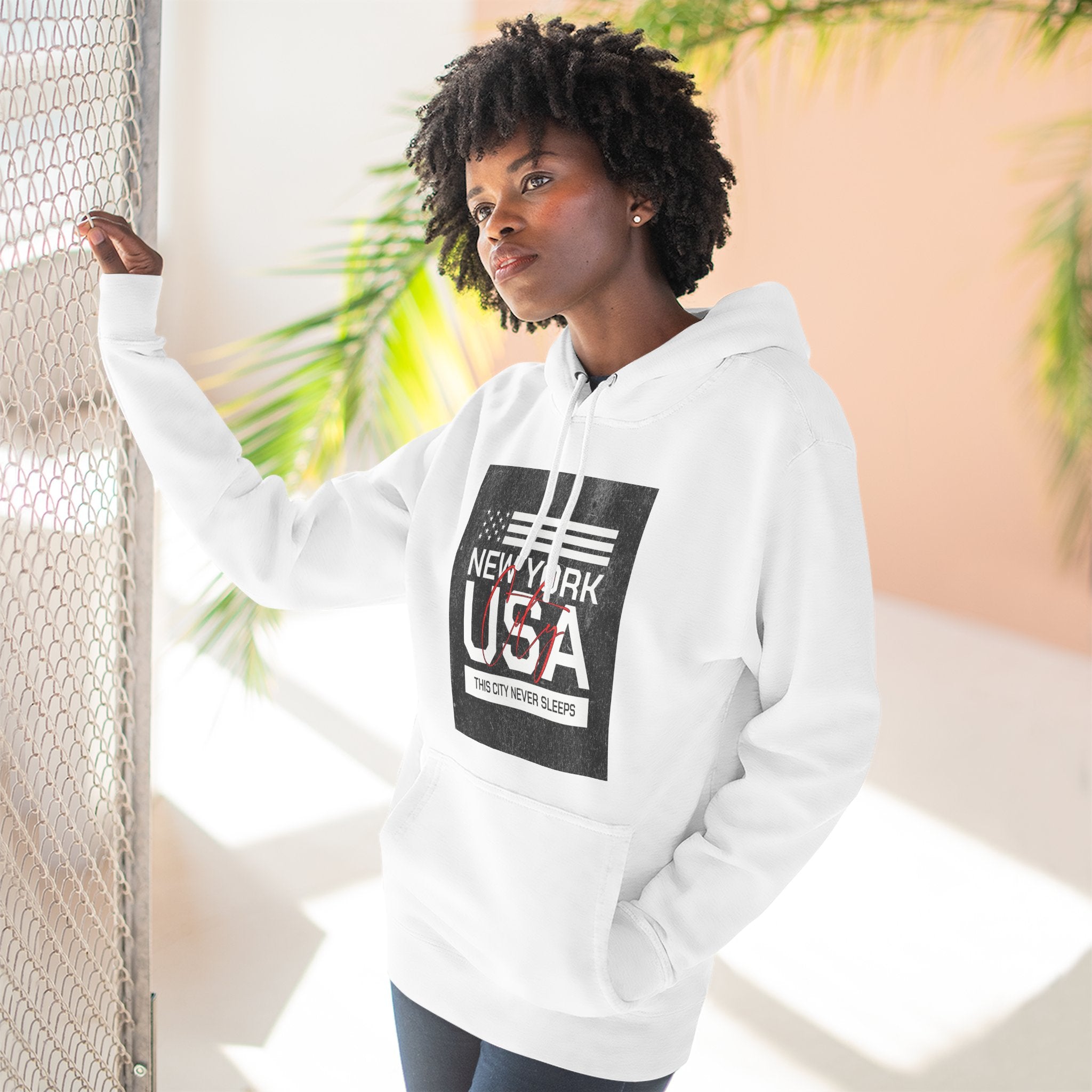 NYC Three-Panel Fleece Hoodie – Cozy Unisex Pullover, Perfect Gift for City Lovers & Travel Enthusiasts