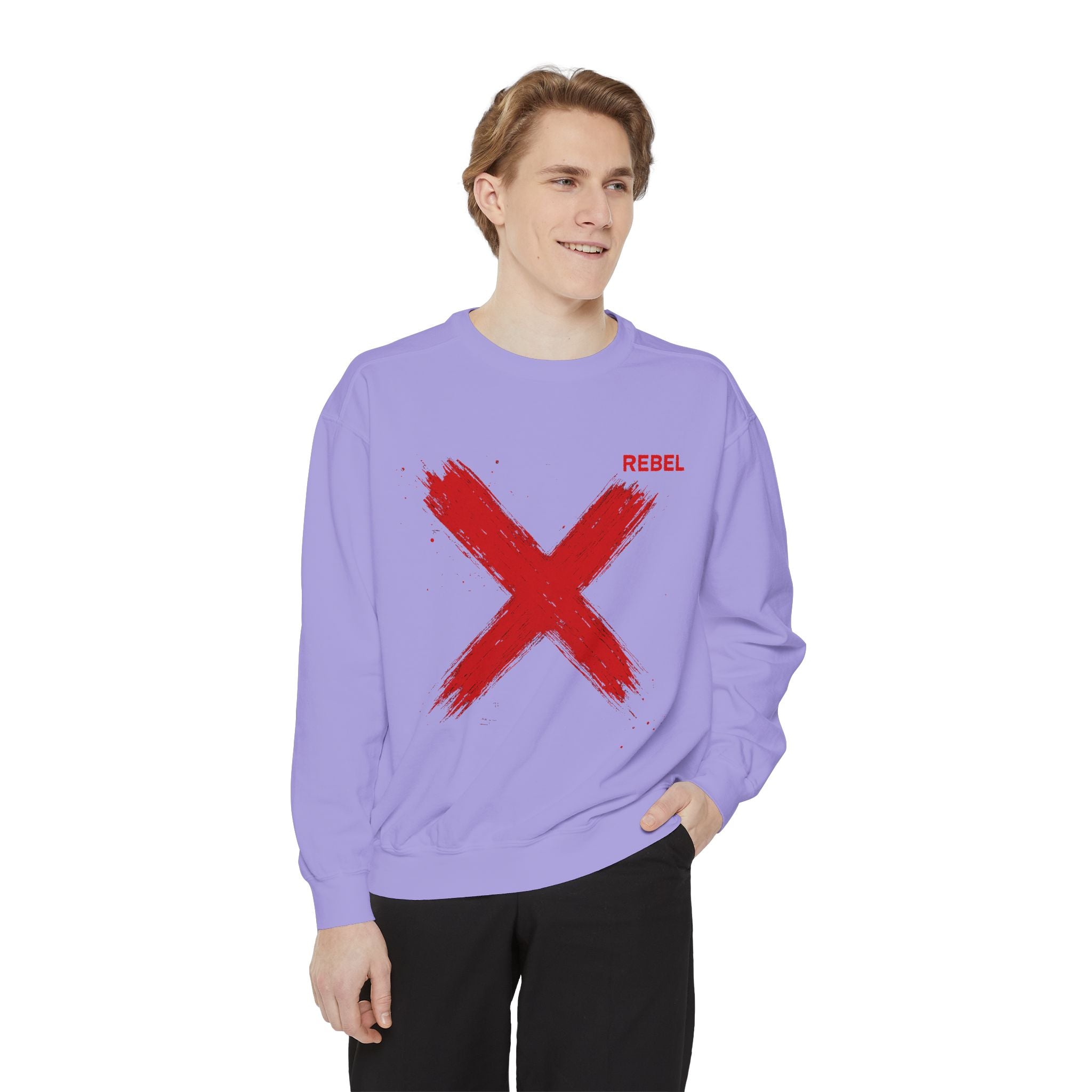 Urban Rebel Sweatshirt – Unisex Garment-Dyed Pullover with Hand-Painted X