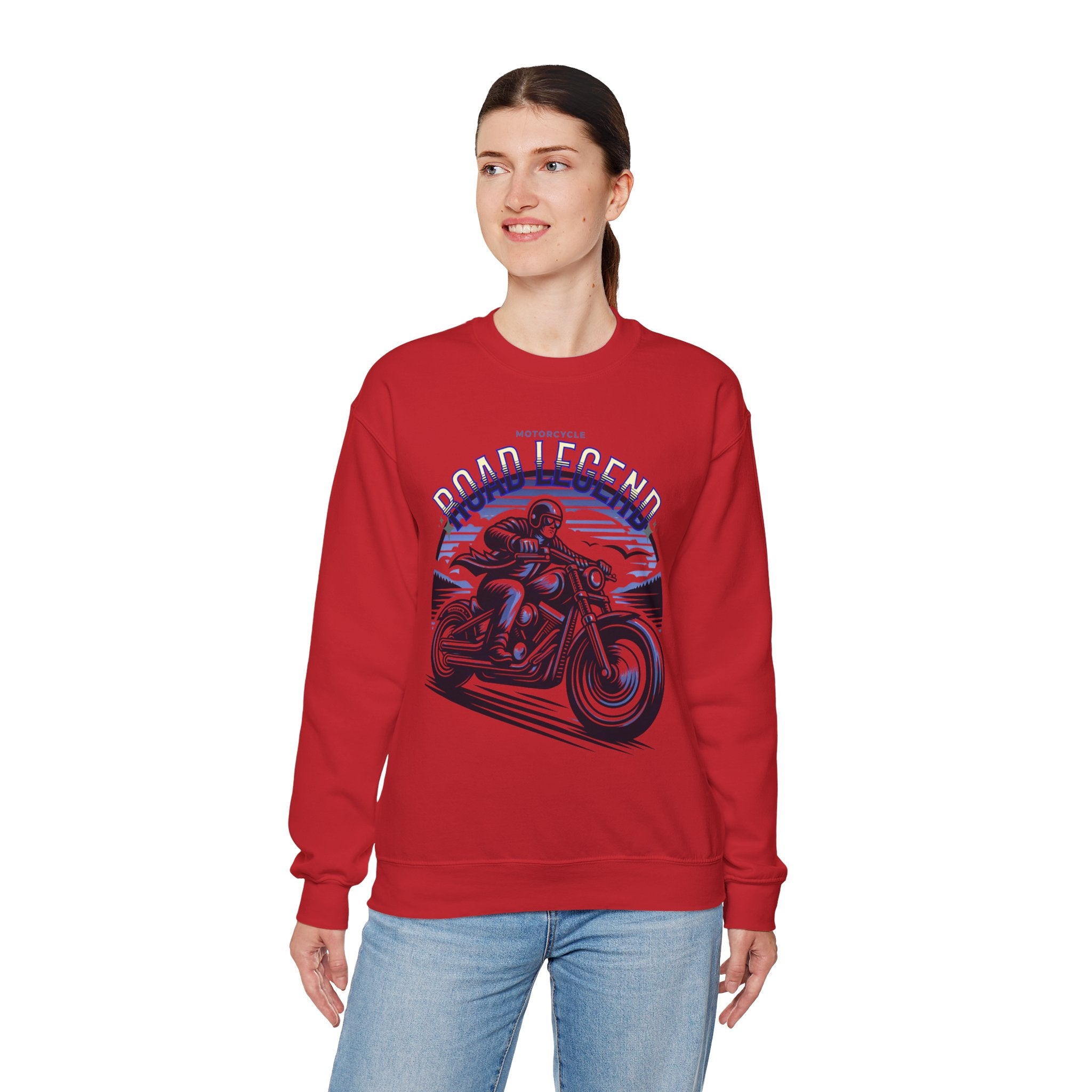 Motorcycle Road Legend Sweatshirt – Unisex Vintage Vibe Crewneck for Riders