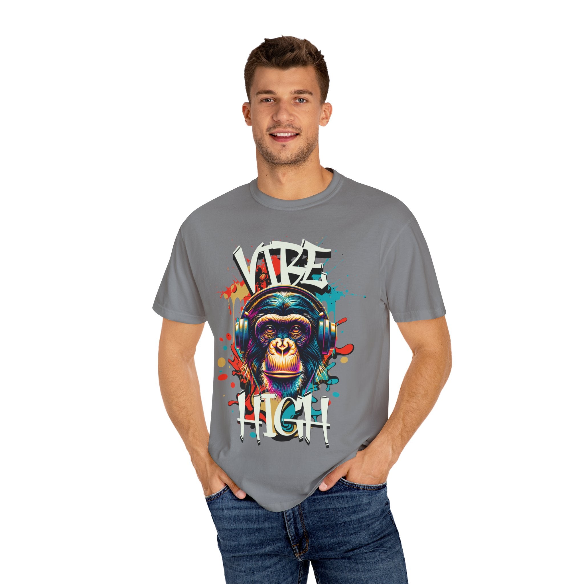Vibe High Graphic Tee – Unisex Colorful “Vibe High” Monkey Streetwear T-Shirt
