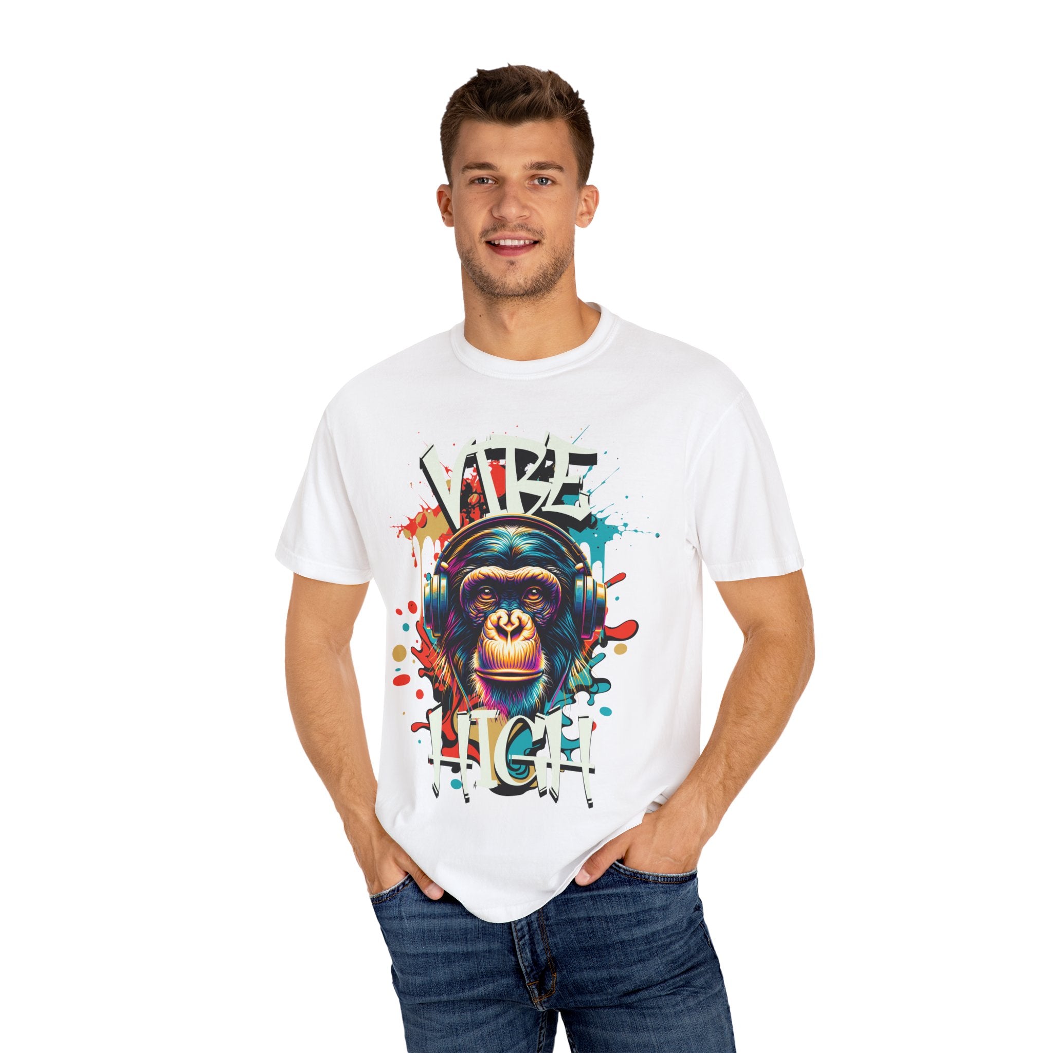 Vibe High Graphic Tee – Unisex Colorful “Vibe High” Monkey Streetwear T-Shirt