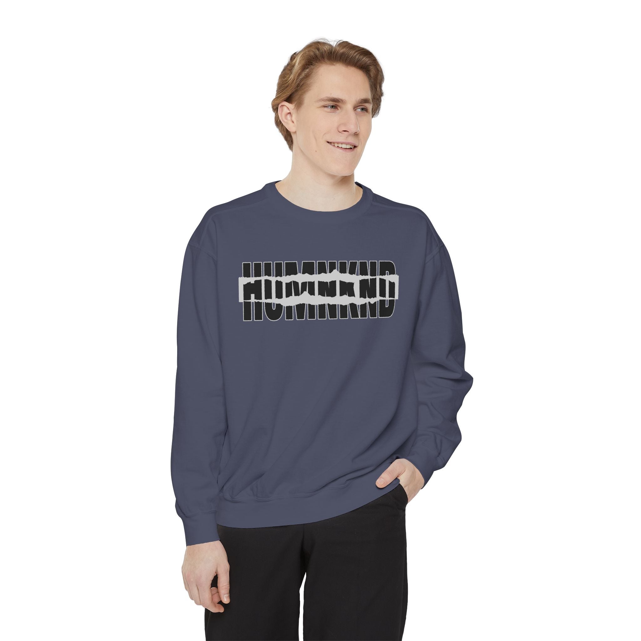 Humankind Sweatshirt – Unisex Garment-Dyed Crewneck, Cozy Everyday Comfort & Inspirational Gift