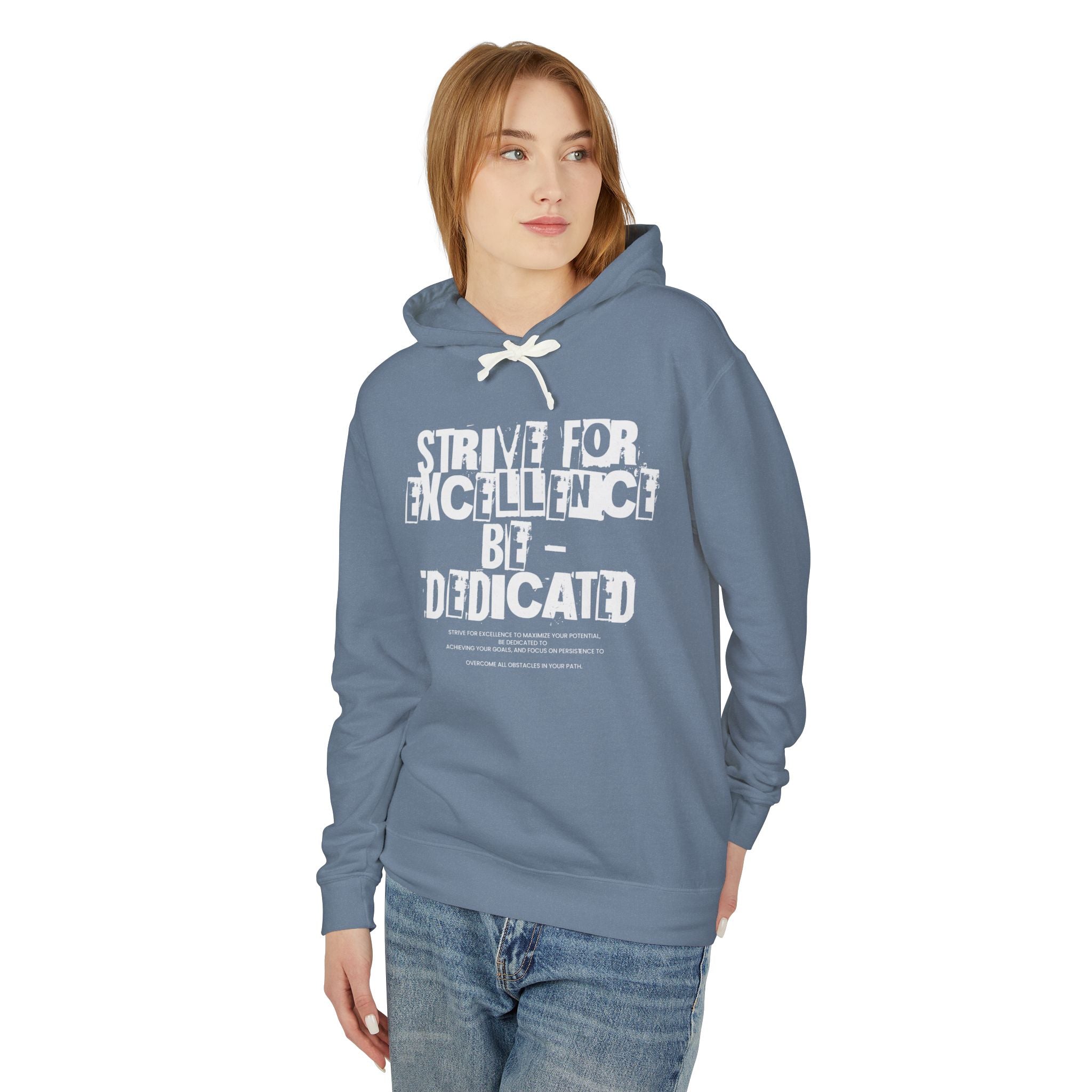 Strive for Excellence Hoodie – Motivational Unisex Pullover for Goal-Getters, Lightweight Everyday Hoodie for Gym