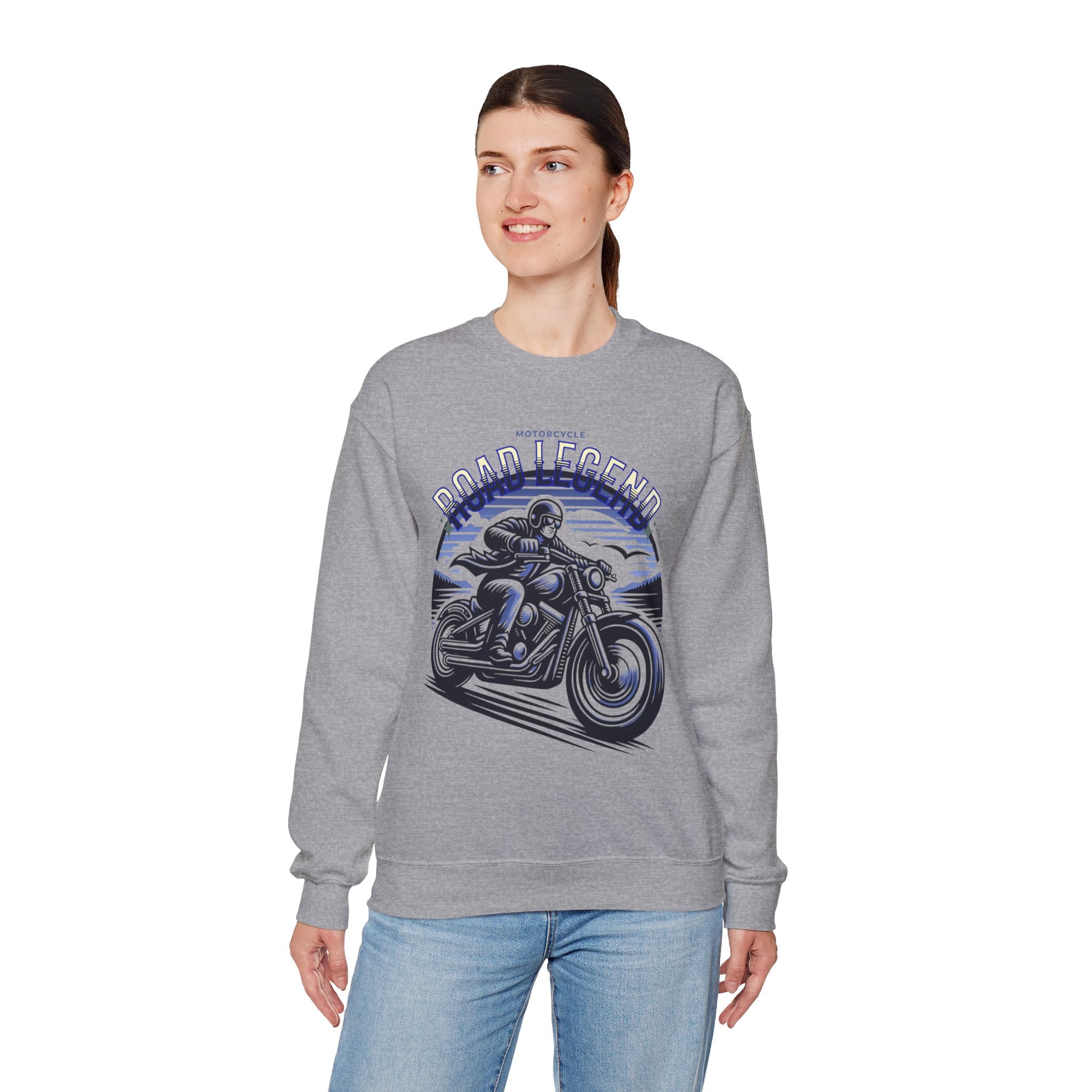 Motorcycle Road Legend Sweatshirt – Unisex Vintage Vibe Crewneck for Riders