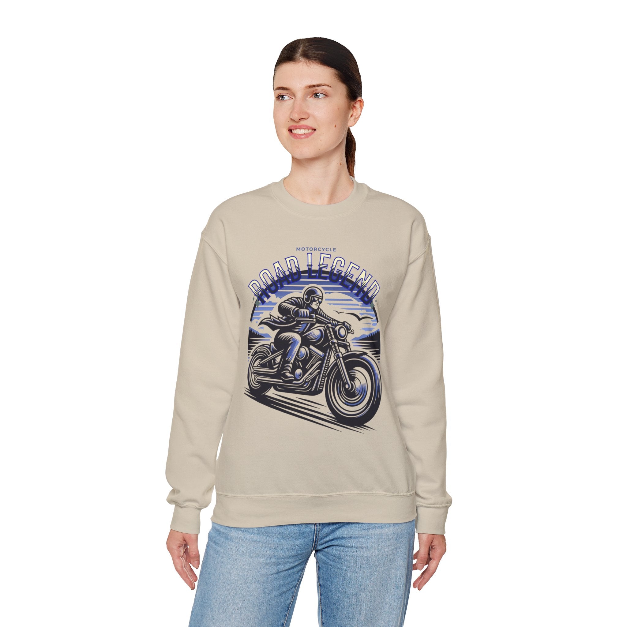 Motorcycle Road Legend Sweatshirt – Unisex Vintage Vibe Crewneck for Riders