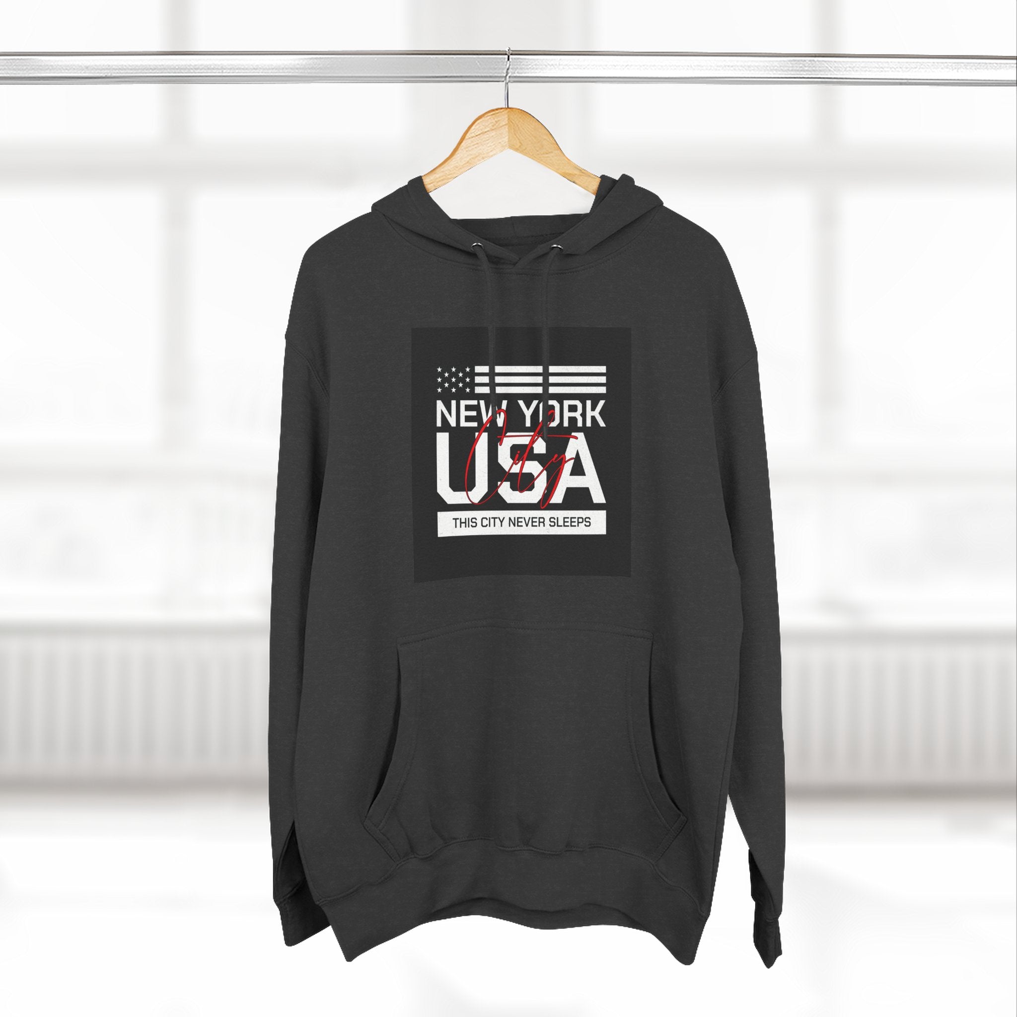 NYC Three-Panel Fleece Hoodie – Cozy Unisex Pullover, Perfect Gift for City Lovers & Travel Enthusiasts