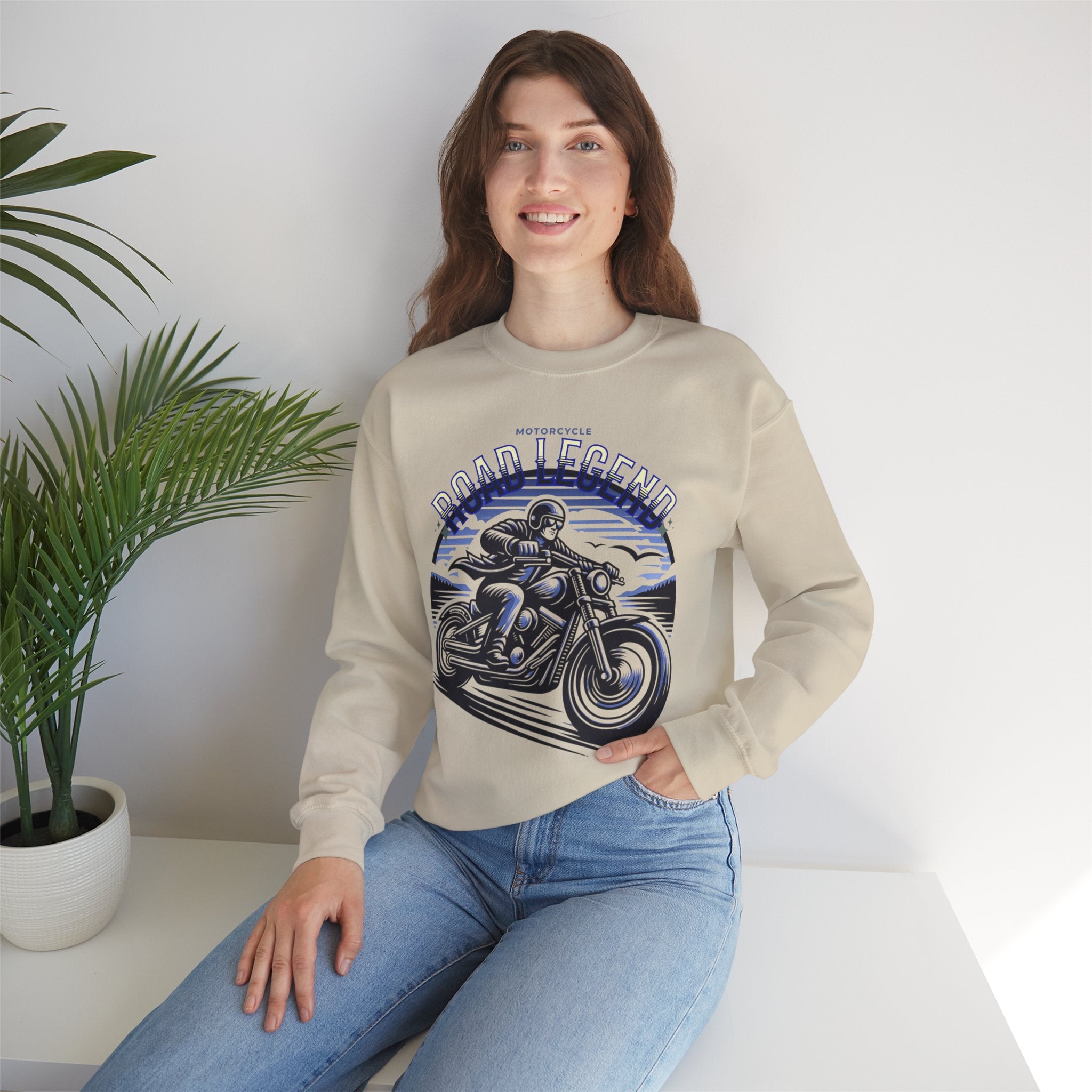 Motorcycle Road Legend Sweatshirt – Unisex Vintage Vibe Crewneck for Riders
