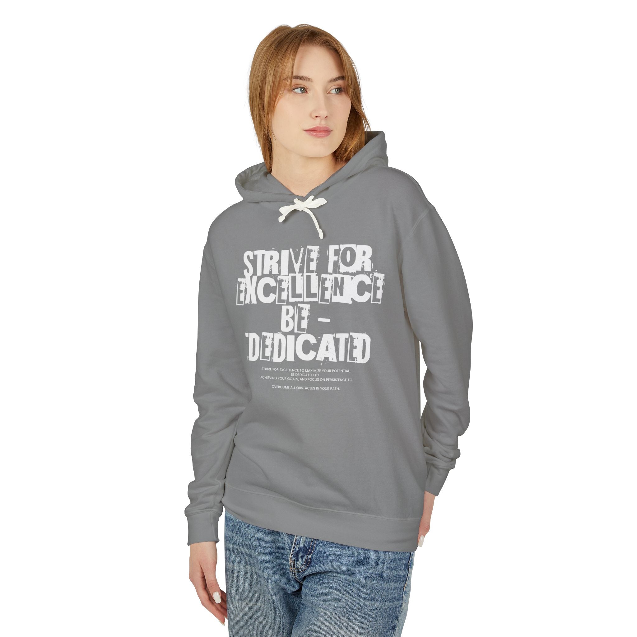 Strive for Excellence Hoodie – Motivational Unisex Pullover for Goal-Getters, Lightweight Everyday Hoodie for Gym