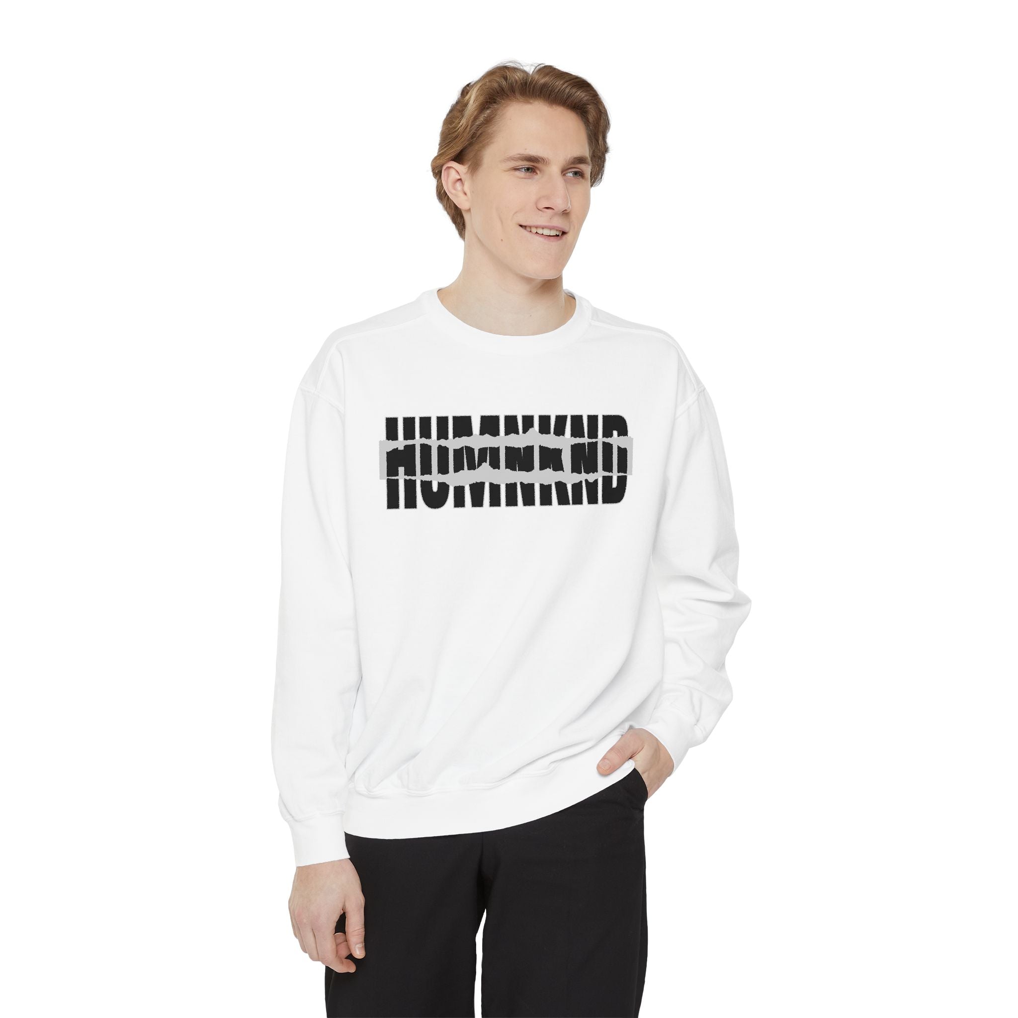 Humankind Sweatshirt – Unisex Garment-Dyed Crewneck, Cozy Everyday Comfort & Inspirational Gift
