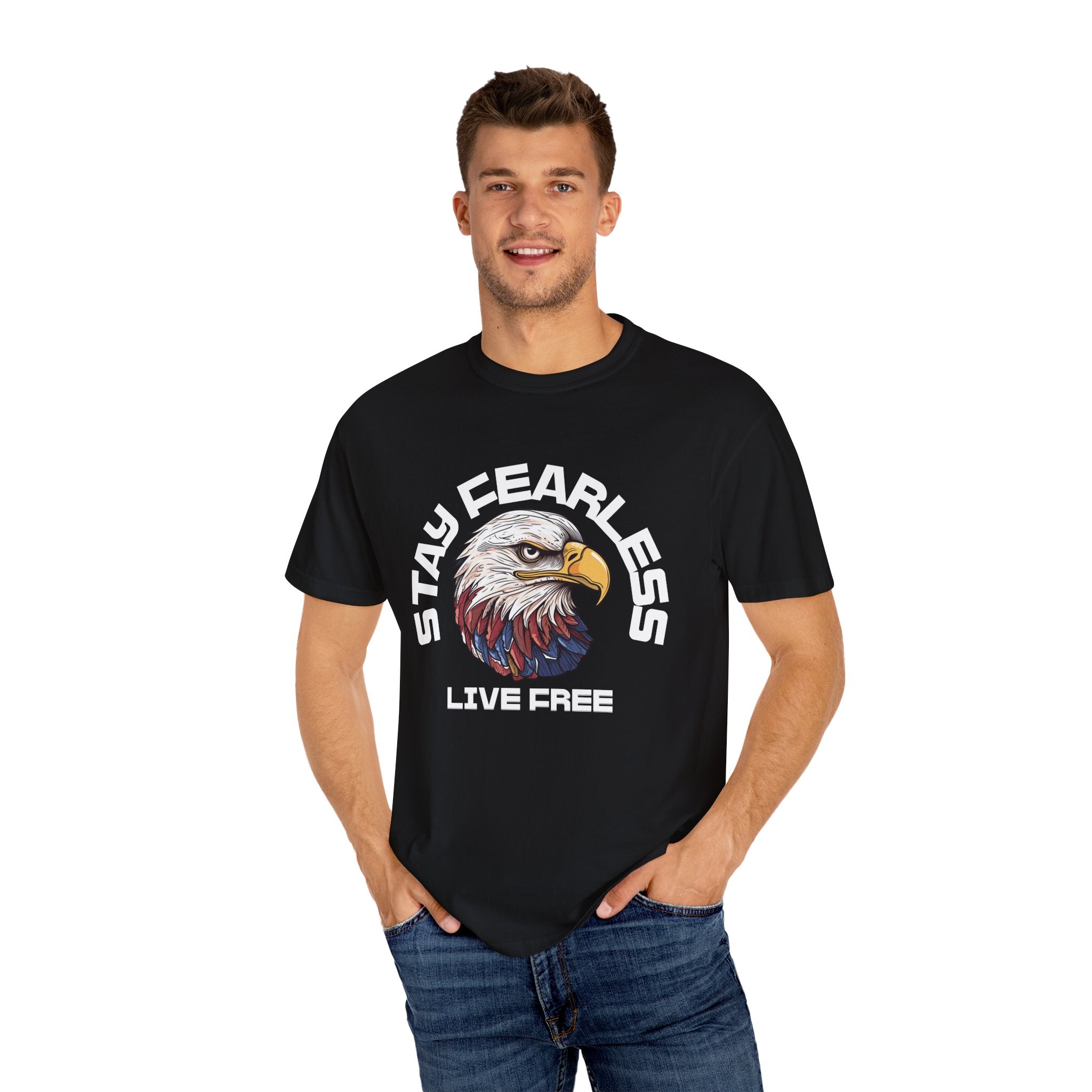Fearless Eagle T-Shirt – Unisex “Stay Fearless, Live Free” Graphic Tee, Gift for Outdoor Lovers
