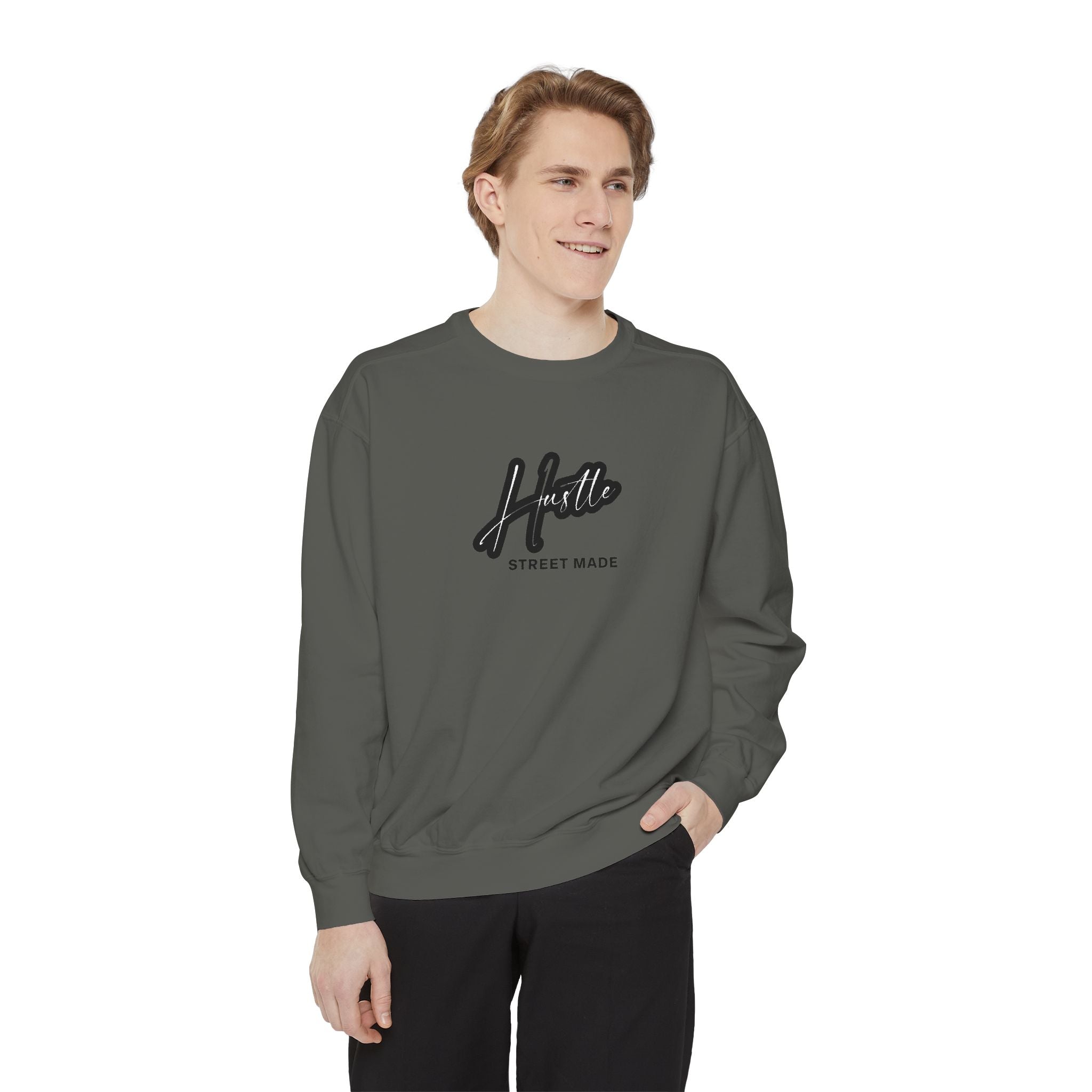 Hustle Street Mode Sweatshirt – Premium White Crewneck for Men & Women
