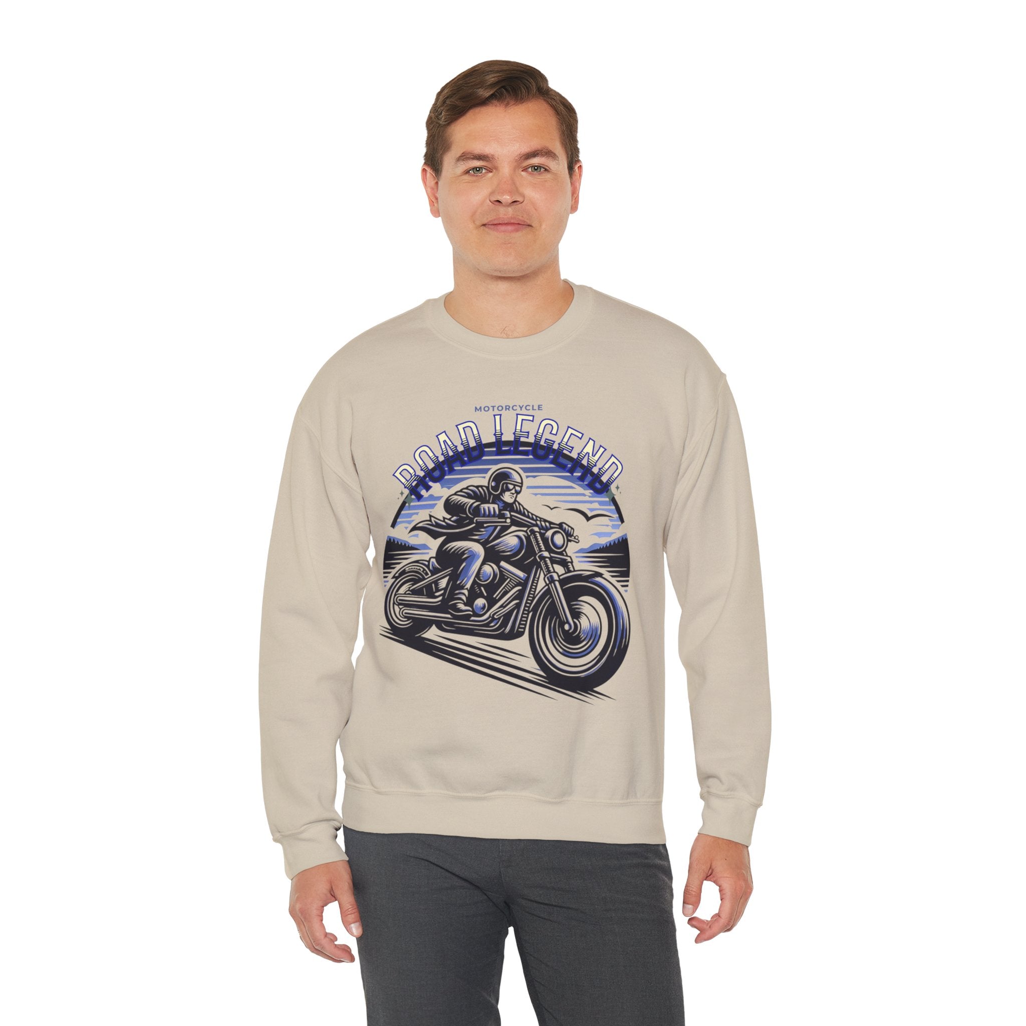 Motorcycle Road Legend Sweatshirt – Unisex Vintage Vibe Crewneck for Riders