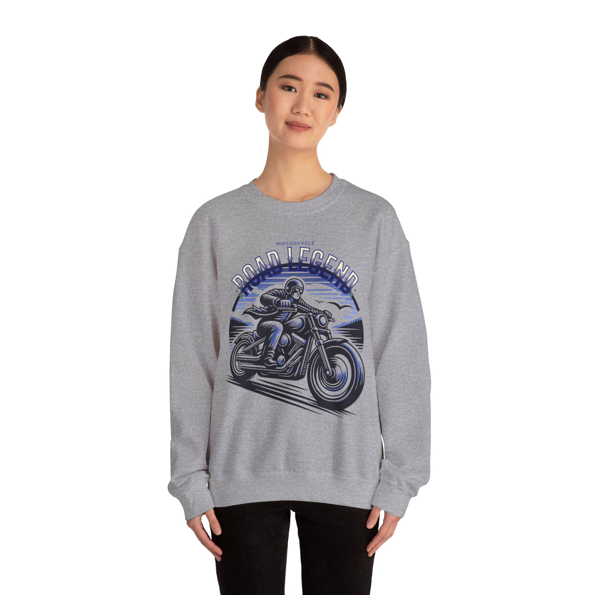 Motorcycle Road Legend Sweatshirt – Unisex Vintage Vibe Crewneck for Riders