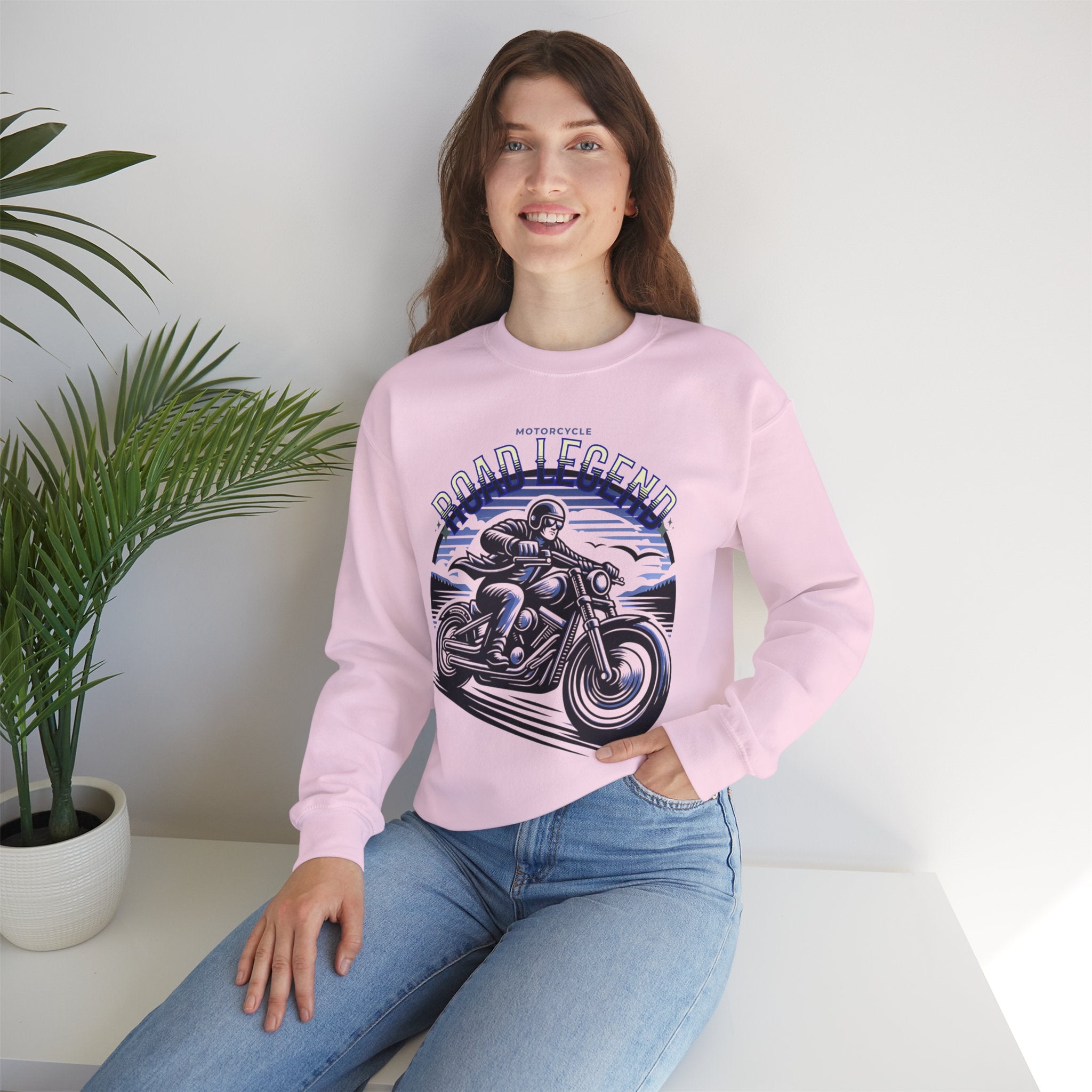 Motorcycle Road Legend Sweatshirt – Unisex Vintage Vibe Crewneck for Riders