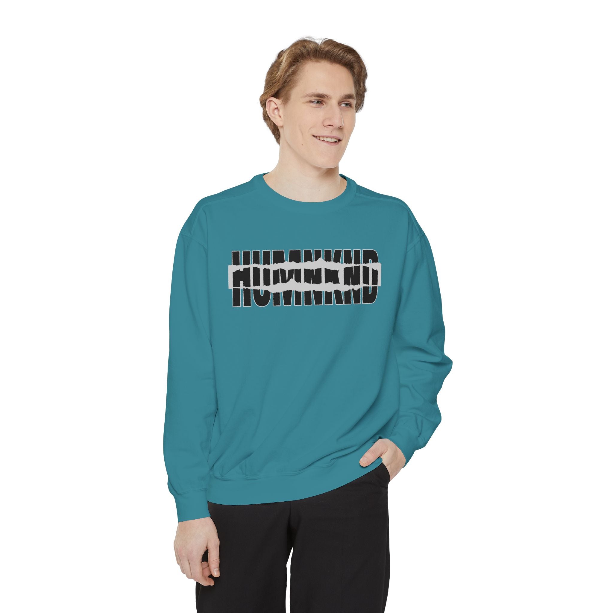 Humankind Sweatshirt – Unisex Garment-Dyed Crewneck, Cozy Everyday Comfort & Inspirational Gift