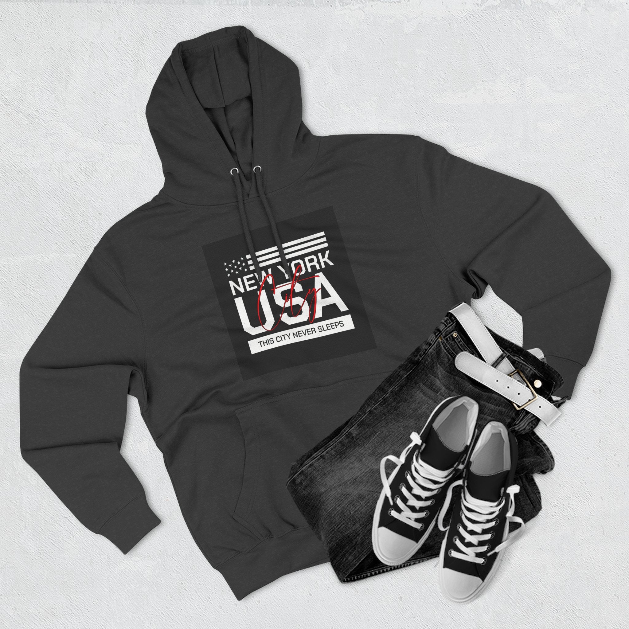 NYC Three-Panel Fleece Hoodie – Cozy Unisex Pullover, Perfect Gift for City Lovers & Travel Enthusiasts