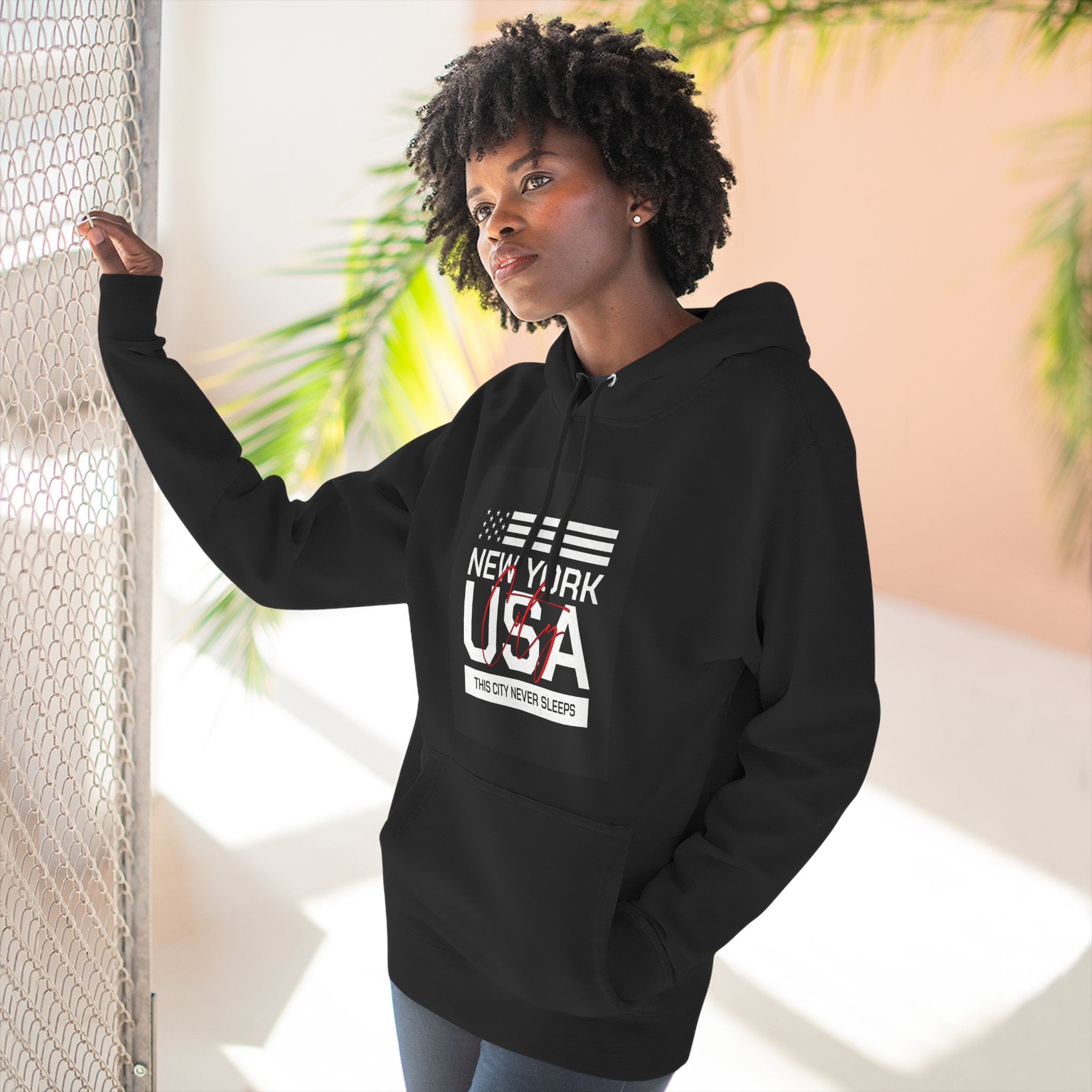 NYC Three-Panel Fleece Hoodie – Cozy Unisex Pullover, Perfect Gift for City Lovers & Travel Enthusiasts