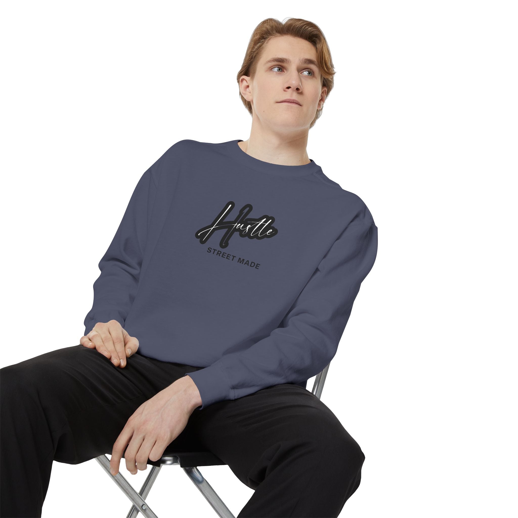 Hustle Street Mode Sweatshirt – Premium White Crewneck for Men & Women
