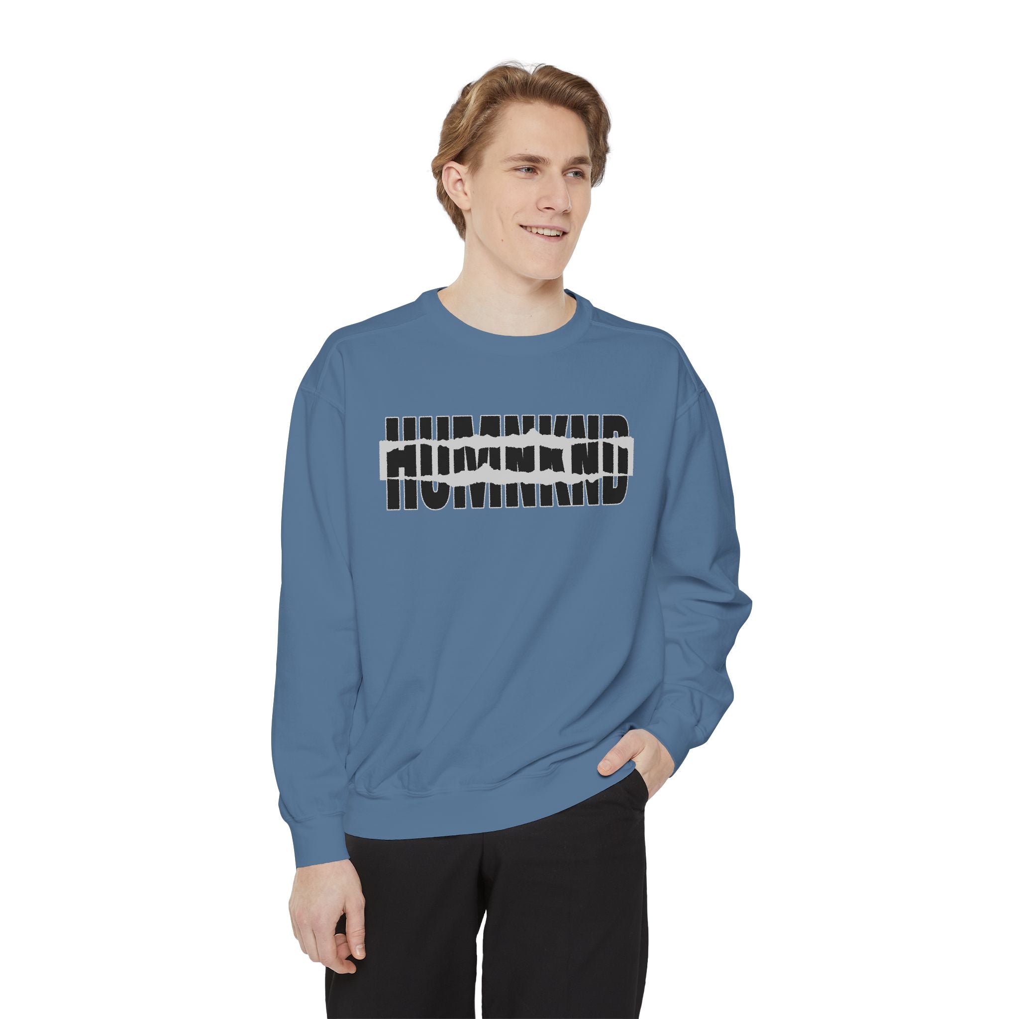 Humankind Sweatshirt – Unisex Garment-Dyed Crewneck, Cozy Everyday Comfort & Inspirational Gift
