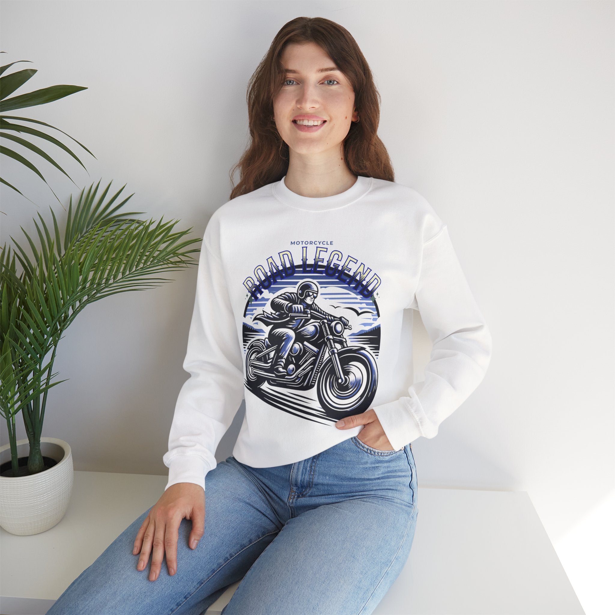 Motorcycle Road Legend Sweatshirt – Unisex Vintage Vibe Crewneck for Riders
