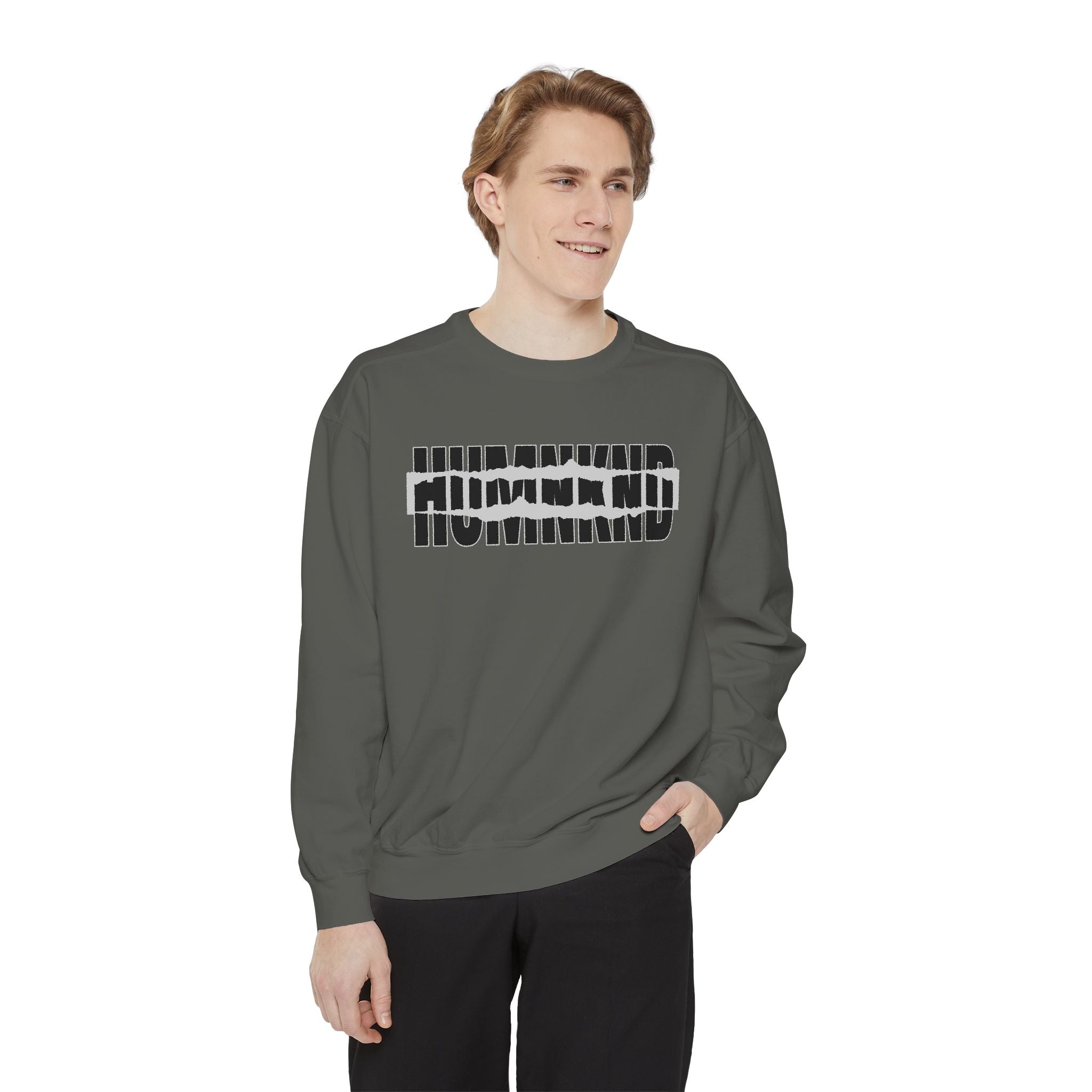 Humankind Sweatshirt – Unisex Garment-Dyed Crewneck, Cozy Everyday Comfort & Inspirational Gift