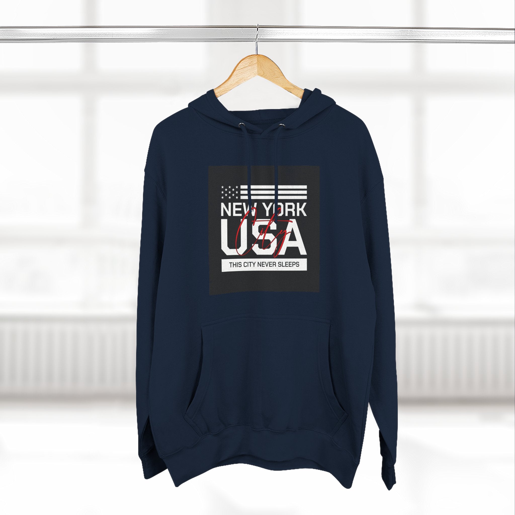 NYC Three-Panel Fleece Hoodie – Cozy Unisex Pullover, Perfect Gift for City Lovers & Travel Enthusiasts