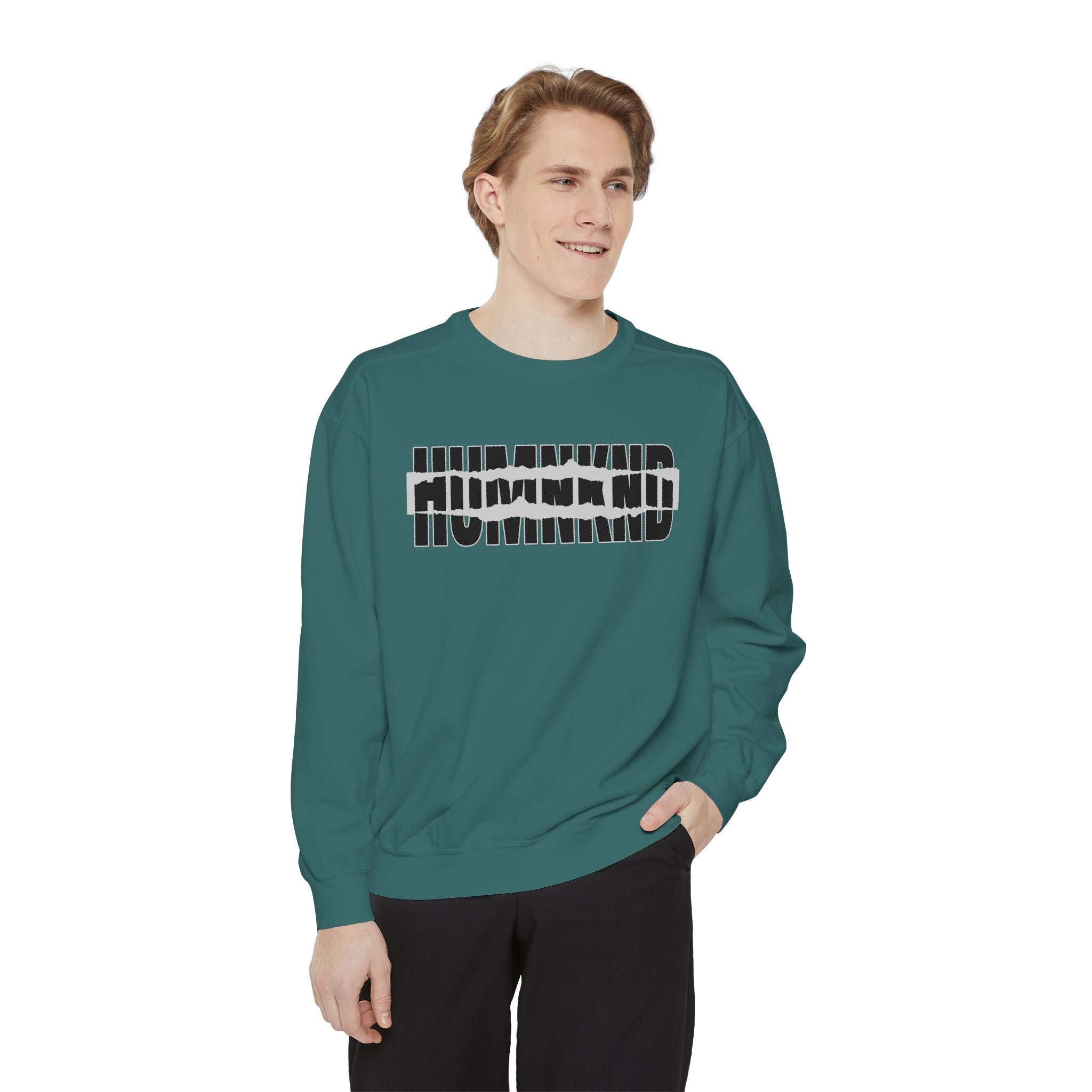 Humankind Sweatshirt – Unisex Garment-Dyed Crewneck, Cozy Everyday Comfort & Inspirational Gift