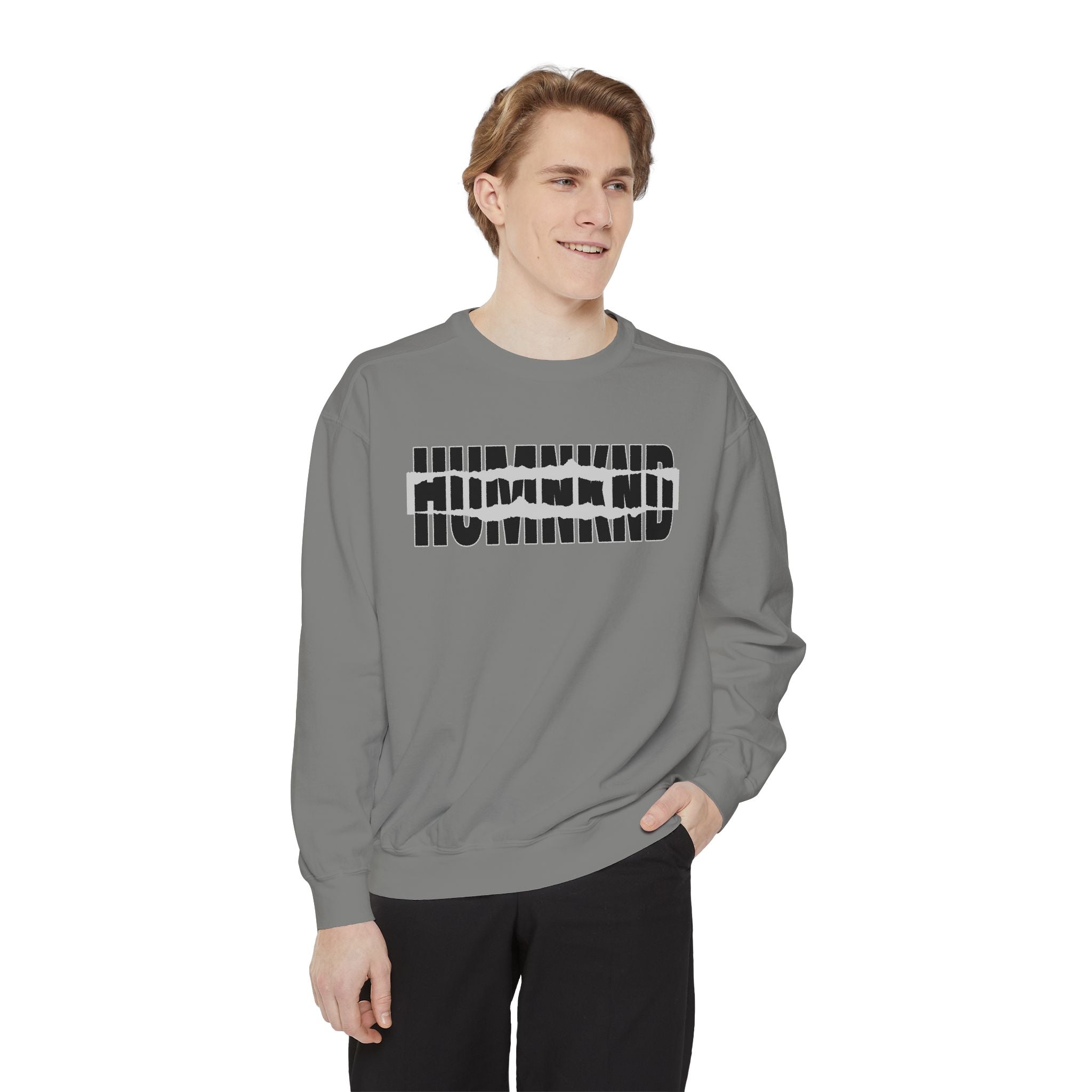 Humankind Sweatshirt – Unisex Garment-Dyed Crewneck, Cozy Everyday Comfort & Inspirational Gift