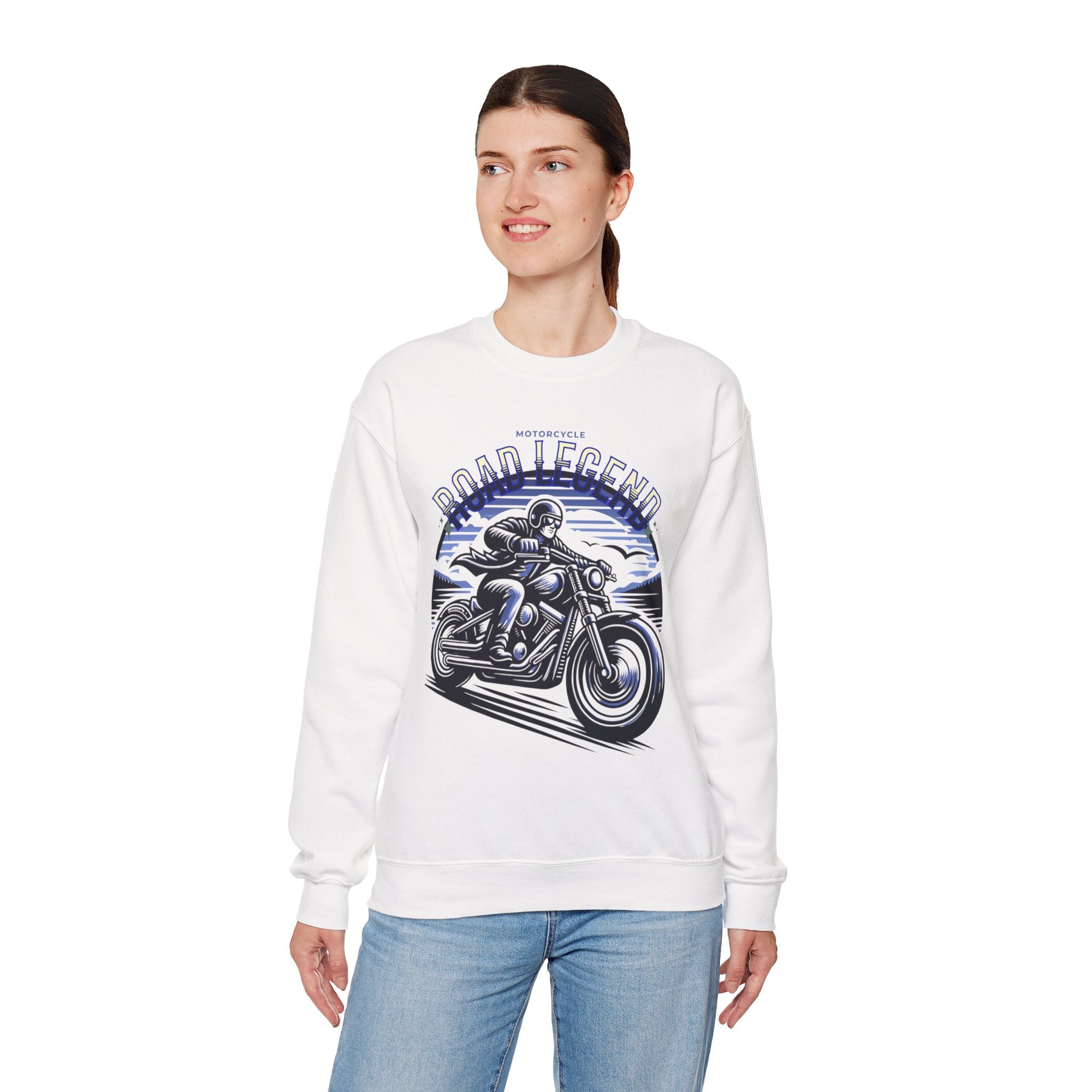 Motorcycle Road Legend Sweatshirt – Unisex Vintage Vibe Crewneck for Riders