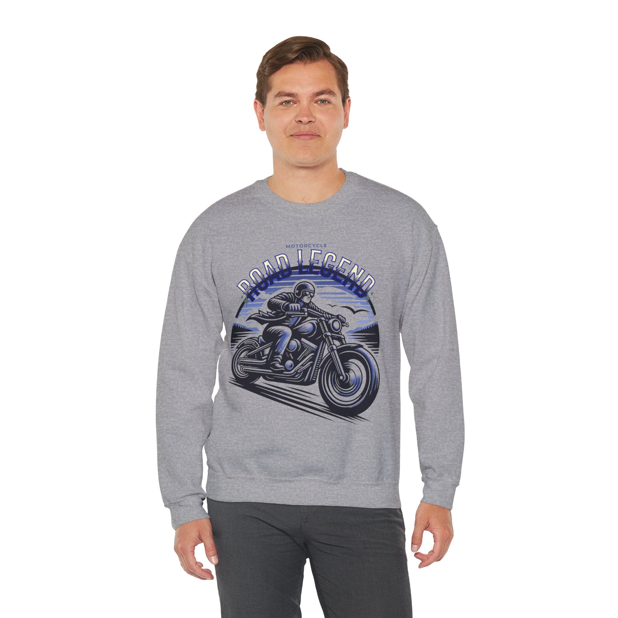 Motorcycle Road Legend Sweatshirt – Unisex Vintage Vibe Crewneck for Riders