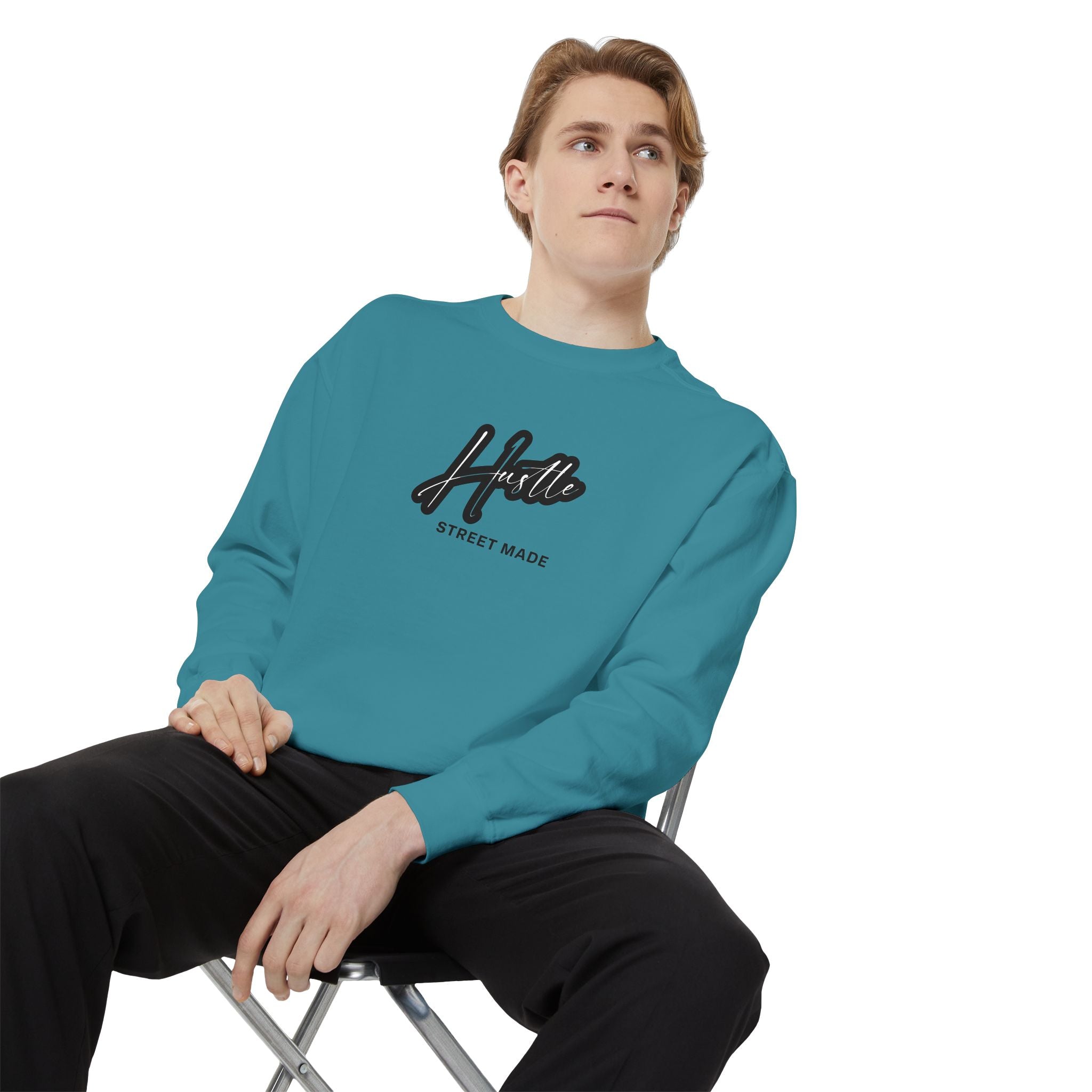 Hustle Street Mode Sweatshirt – Premium White Crewneck for Men & Women