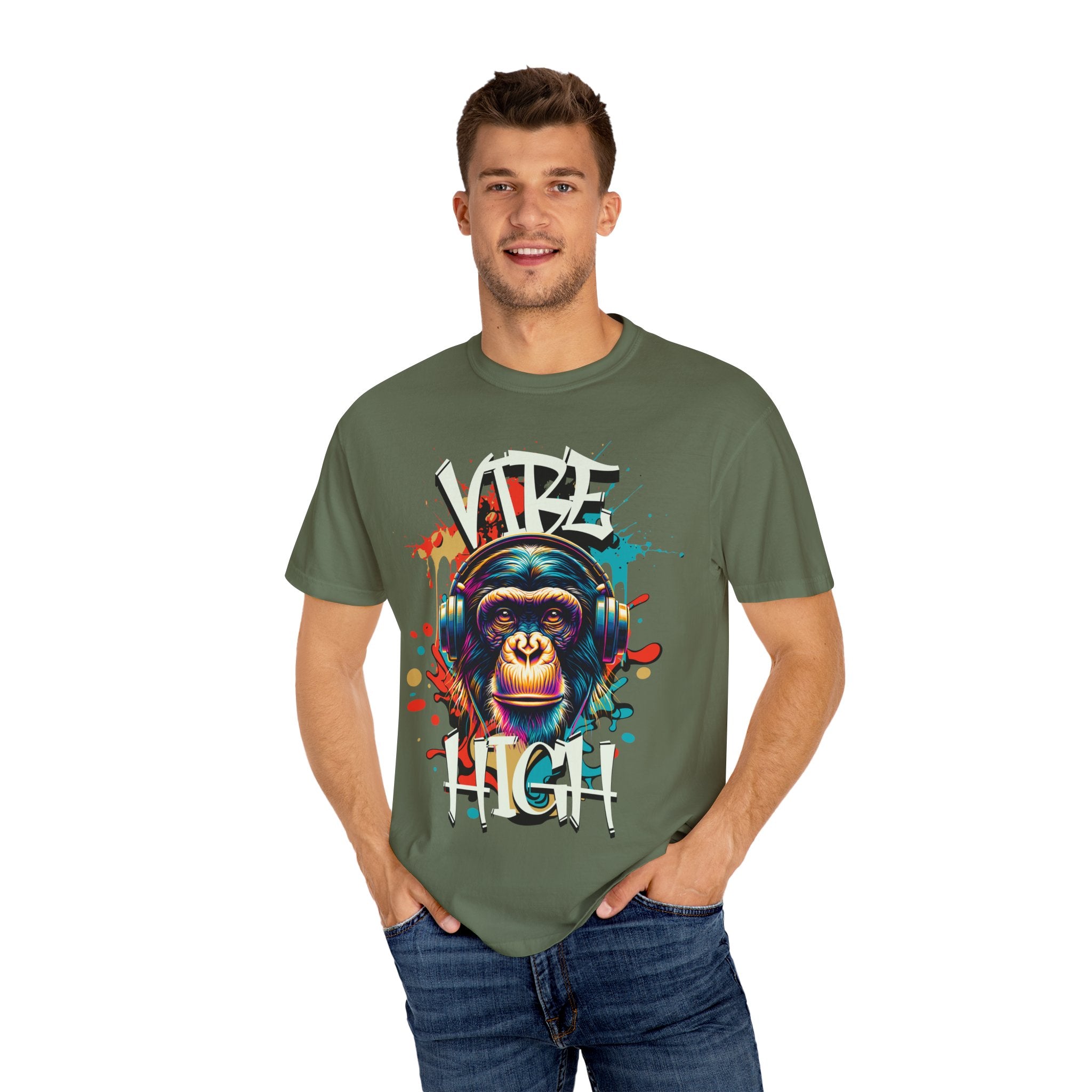 Vibe High Graphic Tee – Unisex Colorful “Vibe High” Monkey Streetwear T-Shirt