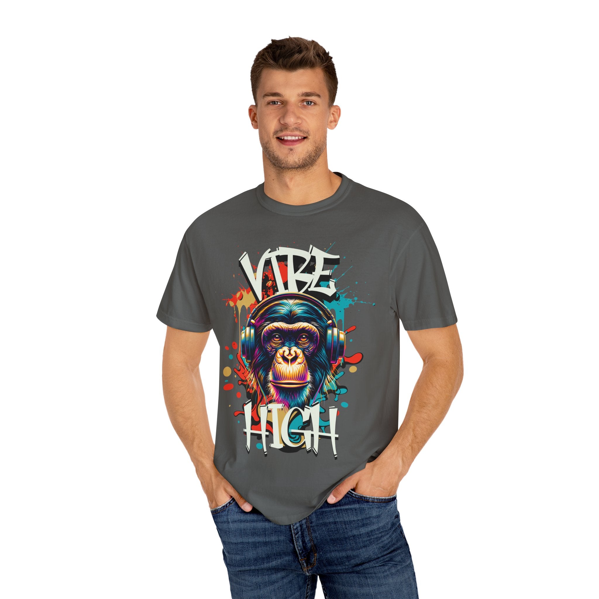 Vibe High Graphic Tee – Unisex Colorful “Vibe High” Monkey Streetwear T-Shirt