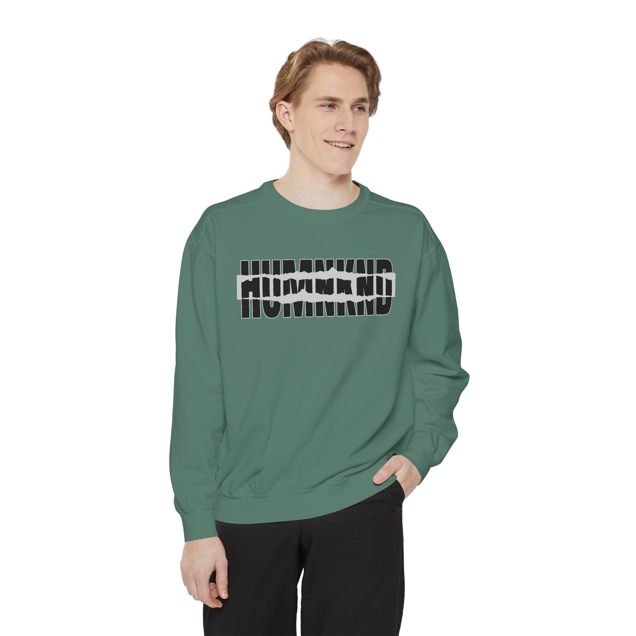 Humankind Sweatshirt – Unisex Garment-Dyed Crewneck, Cozy Everyday Comfort & Inspirational Gift