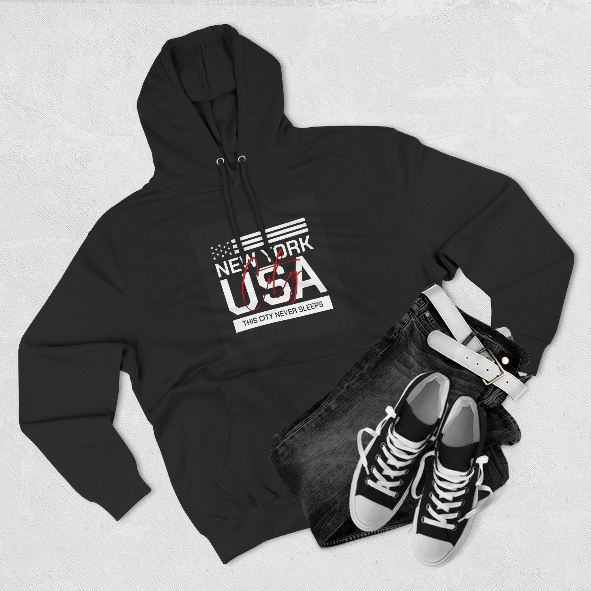 NYC Three-Panel Fleece Hoodie – Cozy Unisex Pullover, Perfect Gift for City Lovers & Travel Enthusiasts