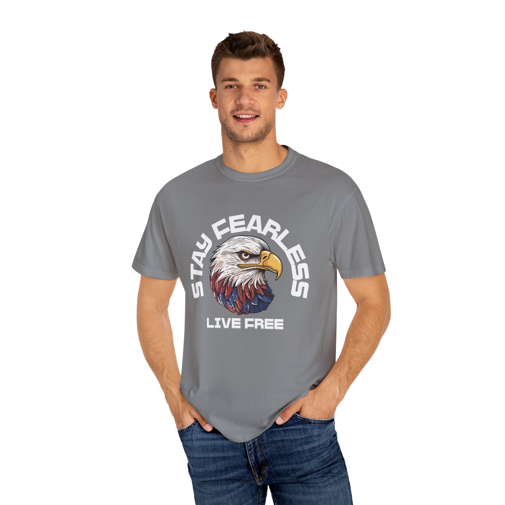 Fearless Eagle T-Shirt – Unisex “Stay Fearless, Live Free” Graphic Tee, Gift for Outdoor Lovers