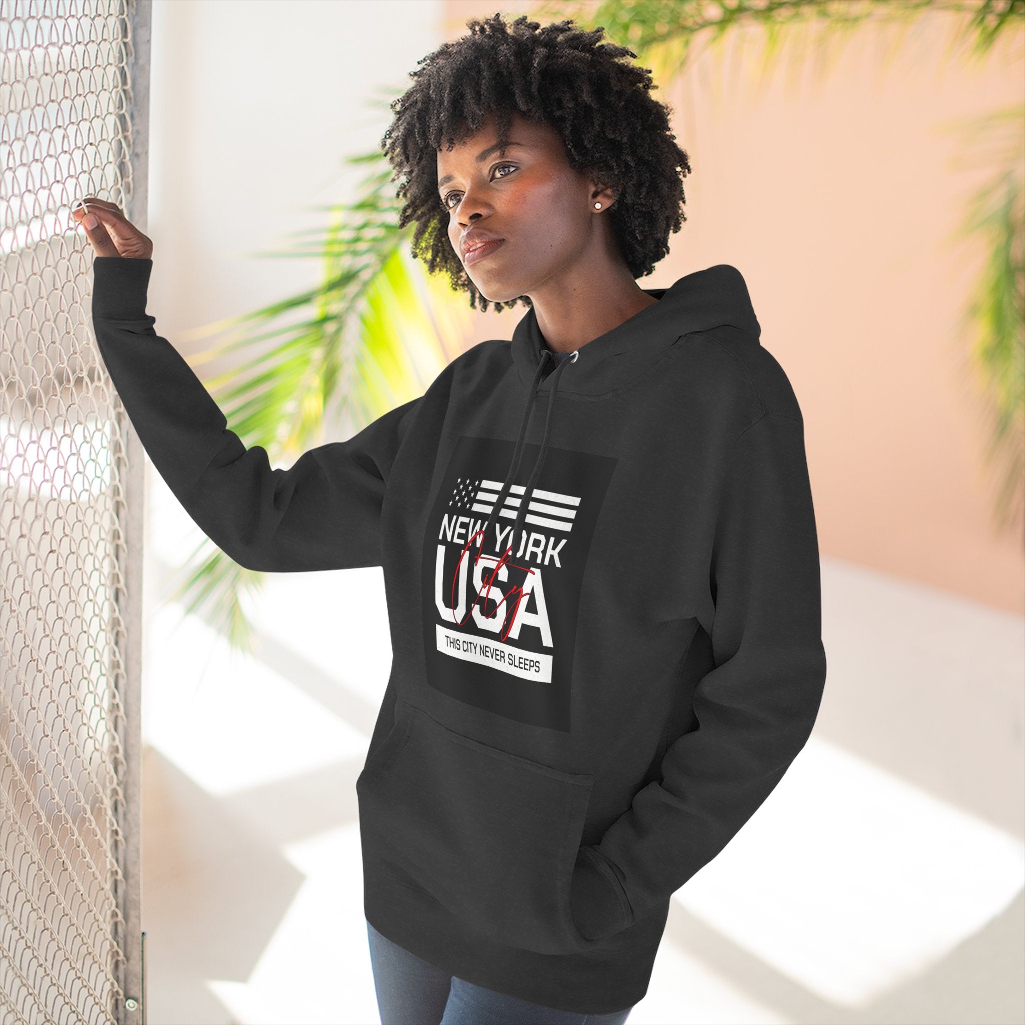 NYC Three-Panel Fleece Hoodie – Cozy Unisex Pullover, Perfect Gift for City Lovers & Travel Enthusiasts