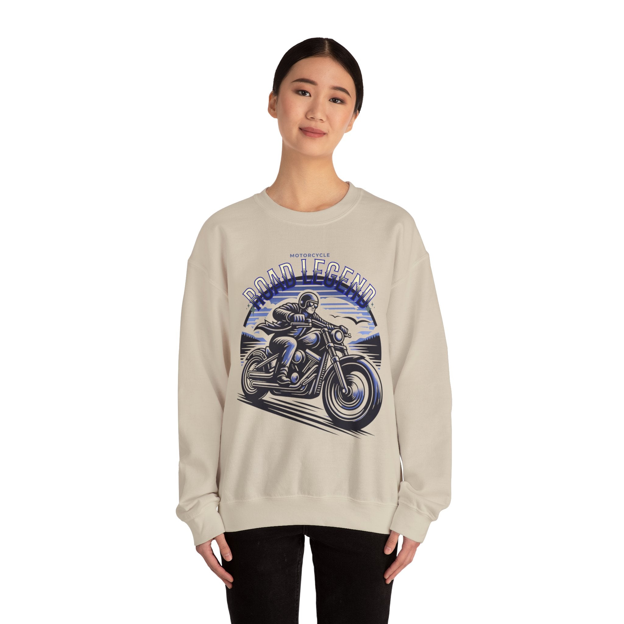 Motorcycle Road Legend Sweatshirt – Unisex Vintage Vibe Crewneck for Riders