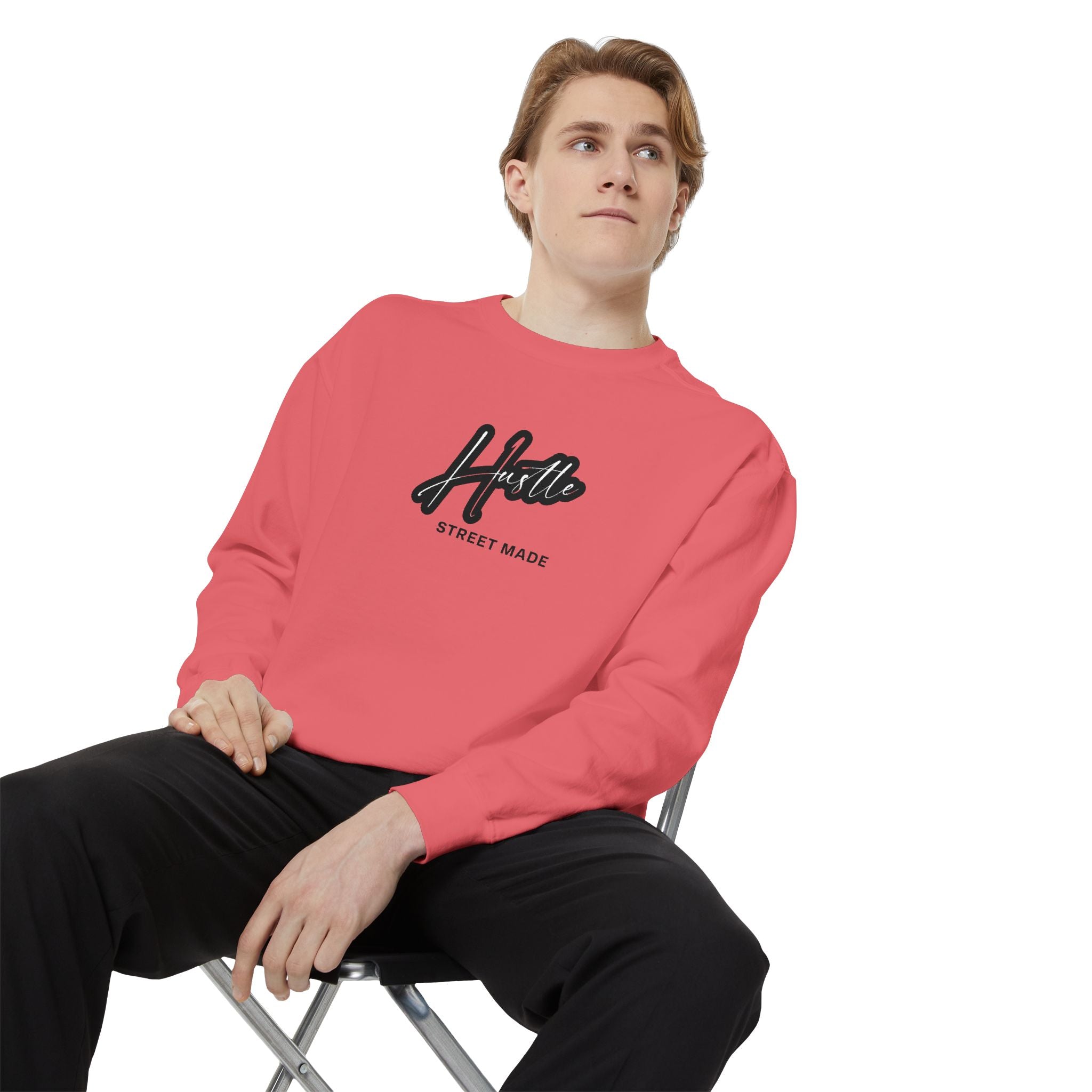 Hustle Street Mode Sweatshirt – Premium White Crewneck for Men & Women
