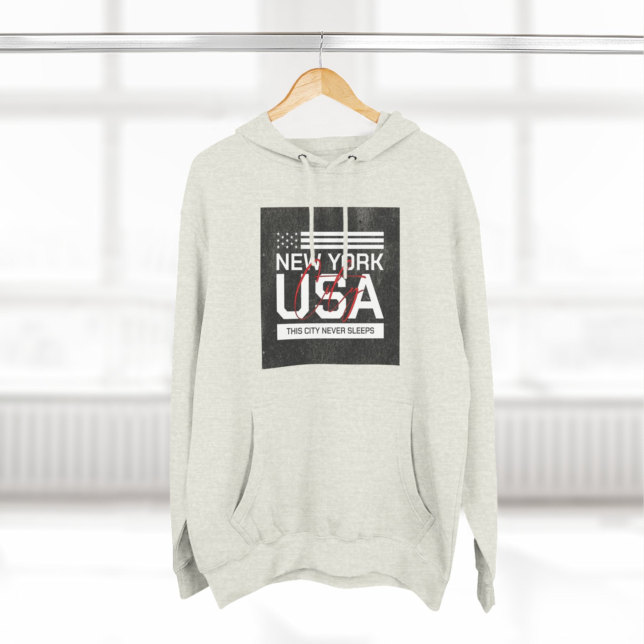 NYC Three-Panel Fleece Hoodie – Cozy Unisex Pullover, Perfect Gift for City Lovers & Travel Enthusiasts