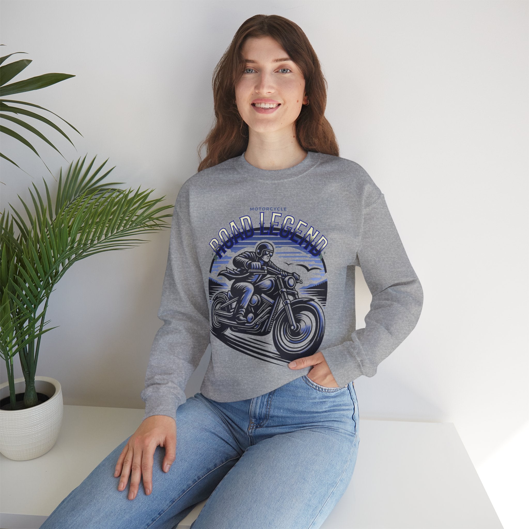 Motorcycle Road Legend Sweatshirt – Unisex Vintage Vibe Crewneck for Riders