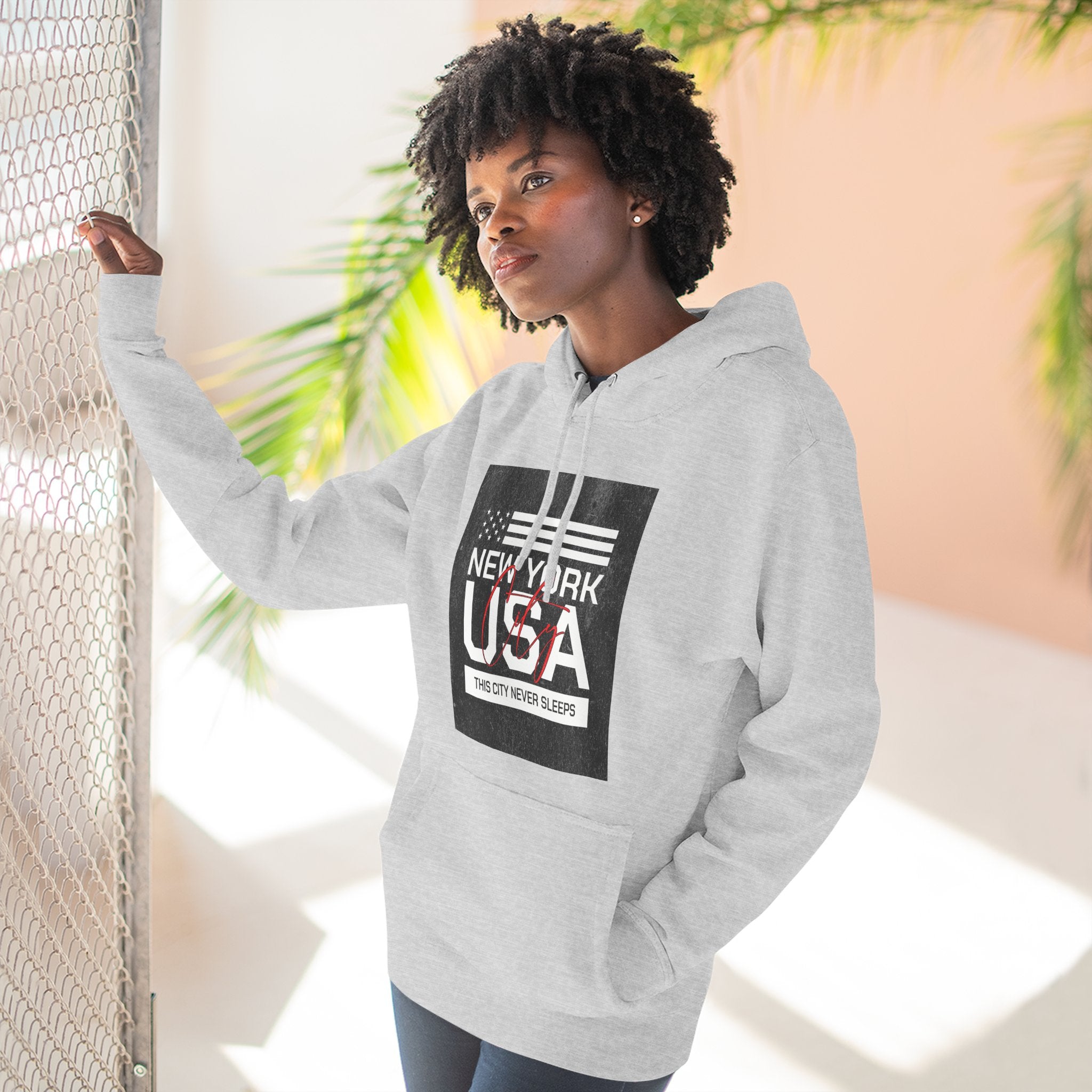 NYC Three-Panel Fleece Hoodie – Cozy Unisex Pullover, Perfect Gift for City Lovers & Travel Enthusiasts