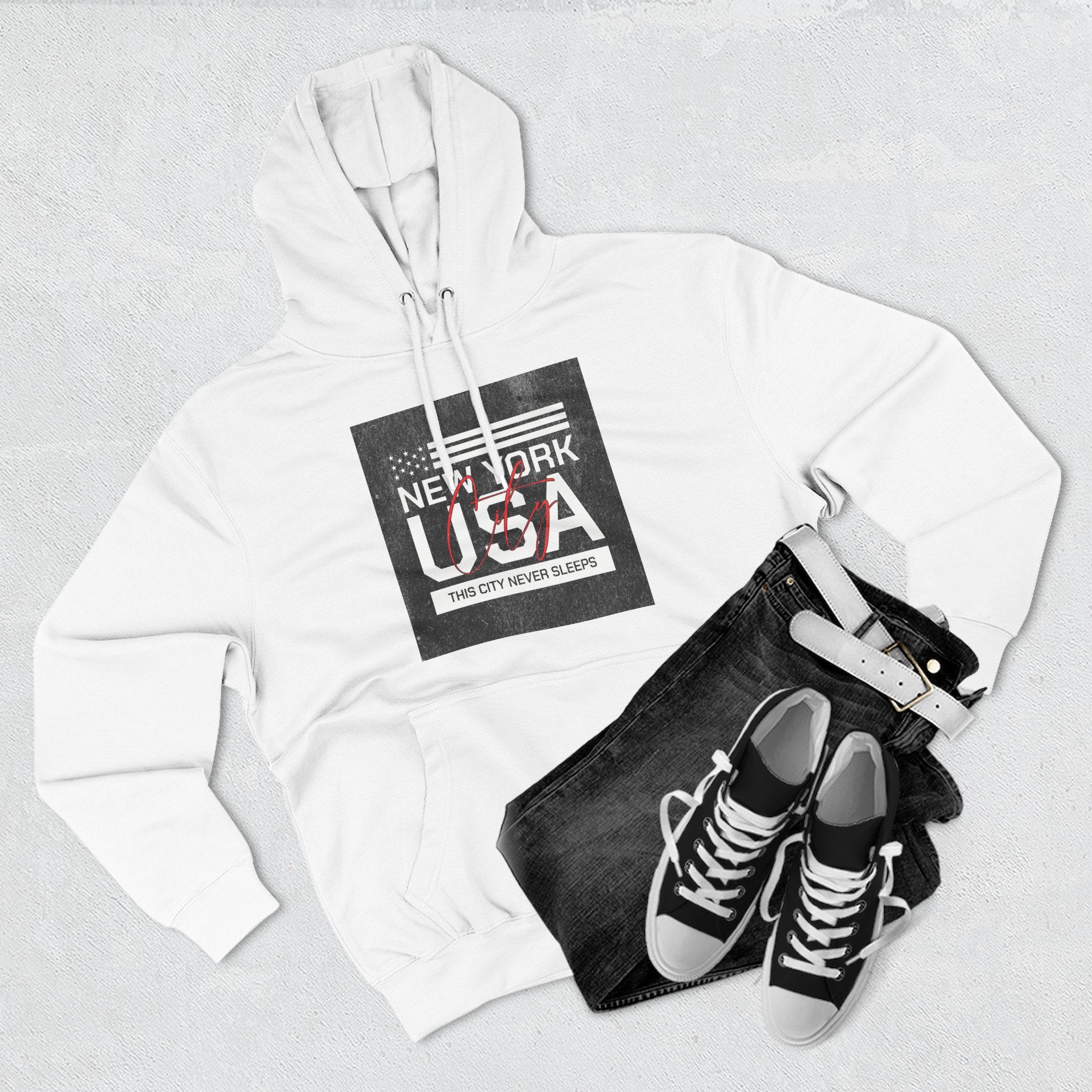 NYC Three-Panel Fleece Hoodie – Cozy Unisex Pullover, Perfect Gift for City Lovers & Travel Enthusiasts
