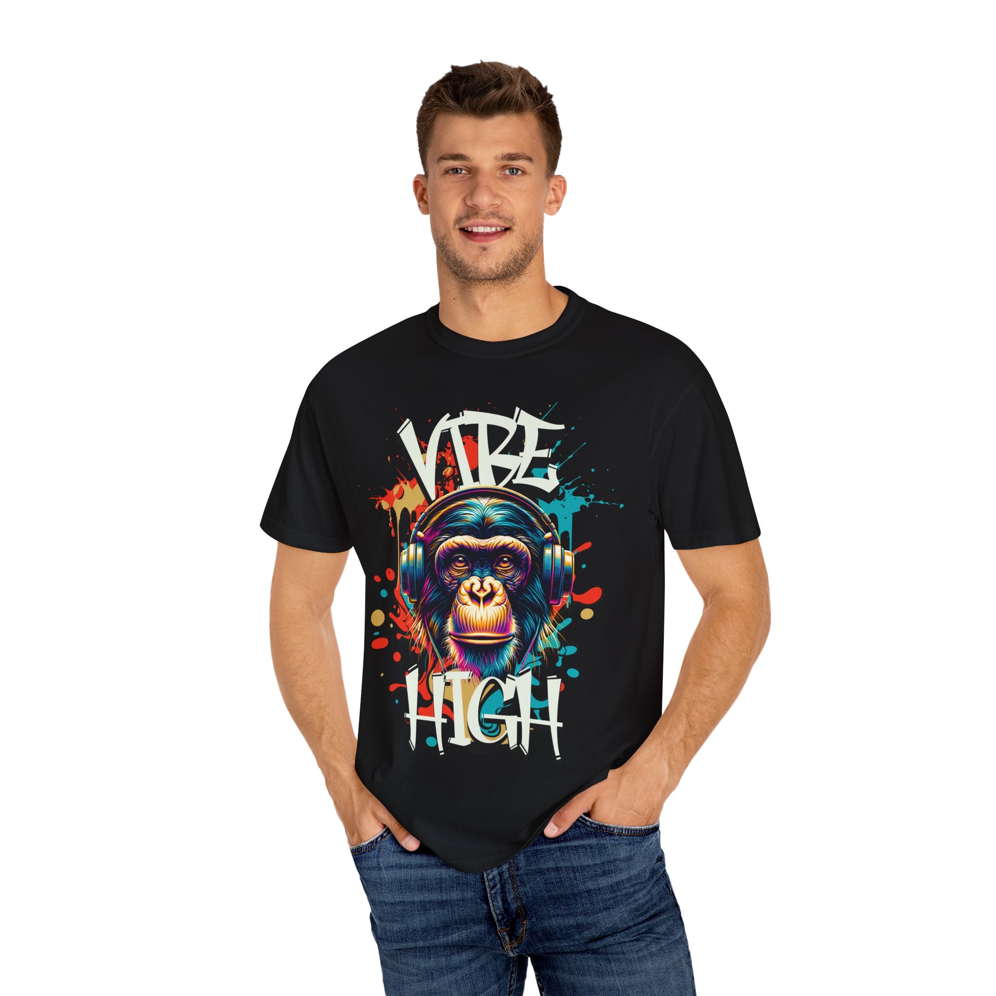 Vibe High Graphic Tee – Unisex Colorful “Vibe High” Monkey Streetwear T-Shirt