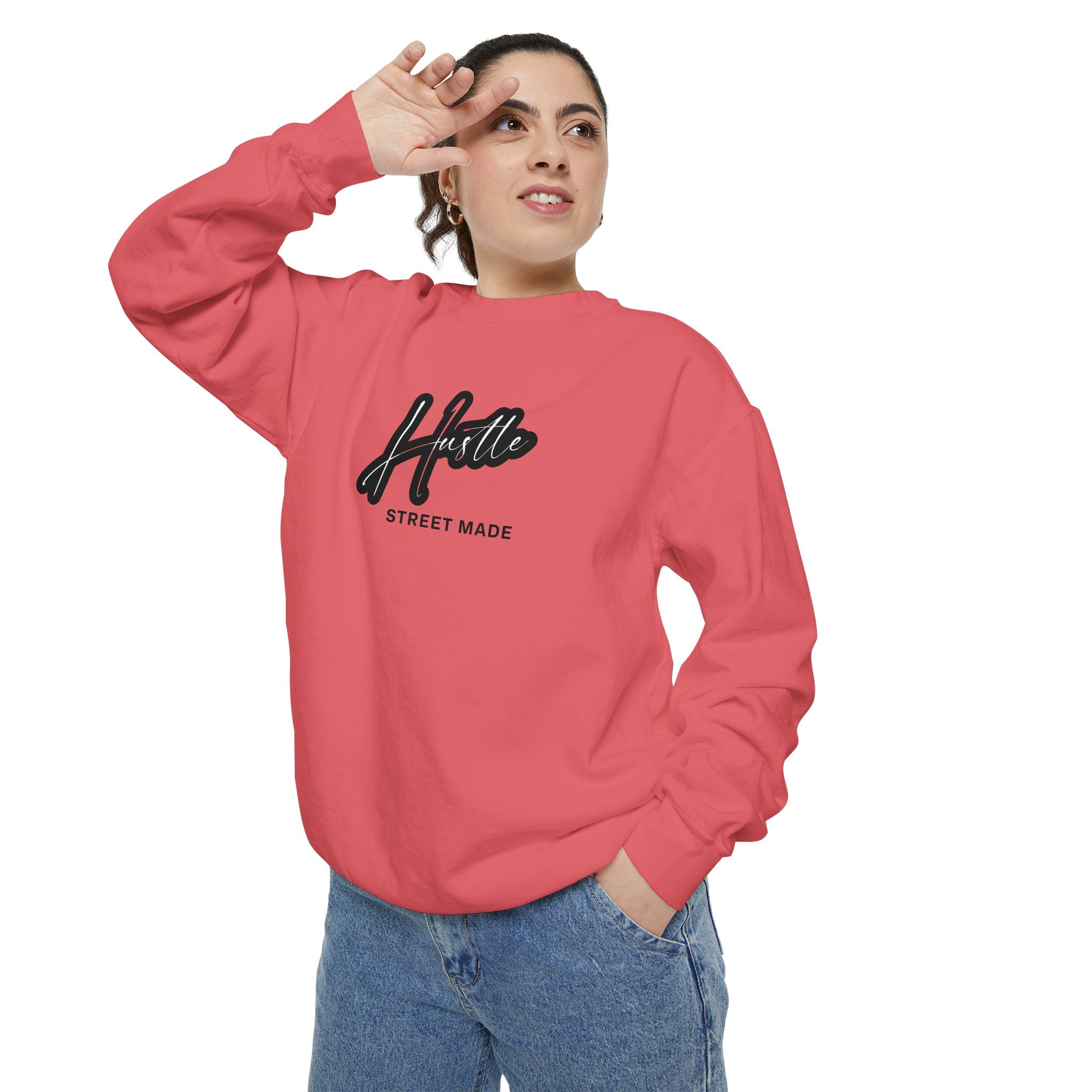 Hustle Street Mode Sweatshirt – Premium White Crewneck for Men & Women