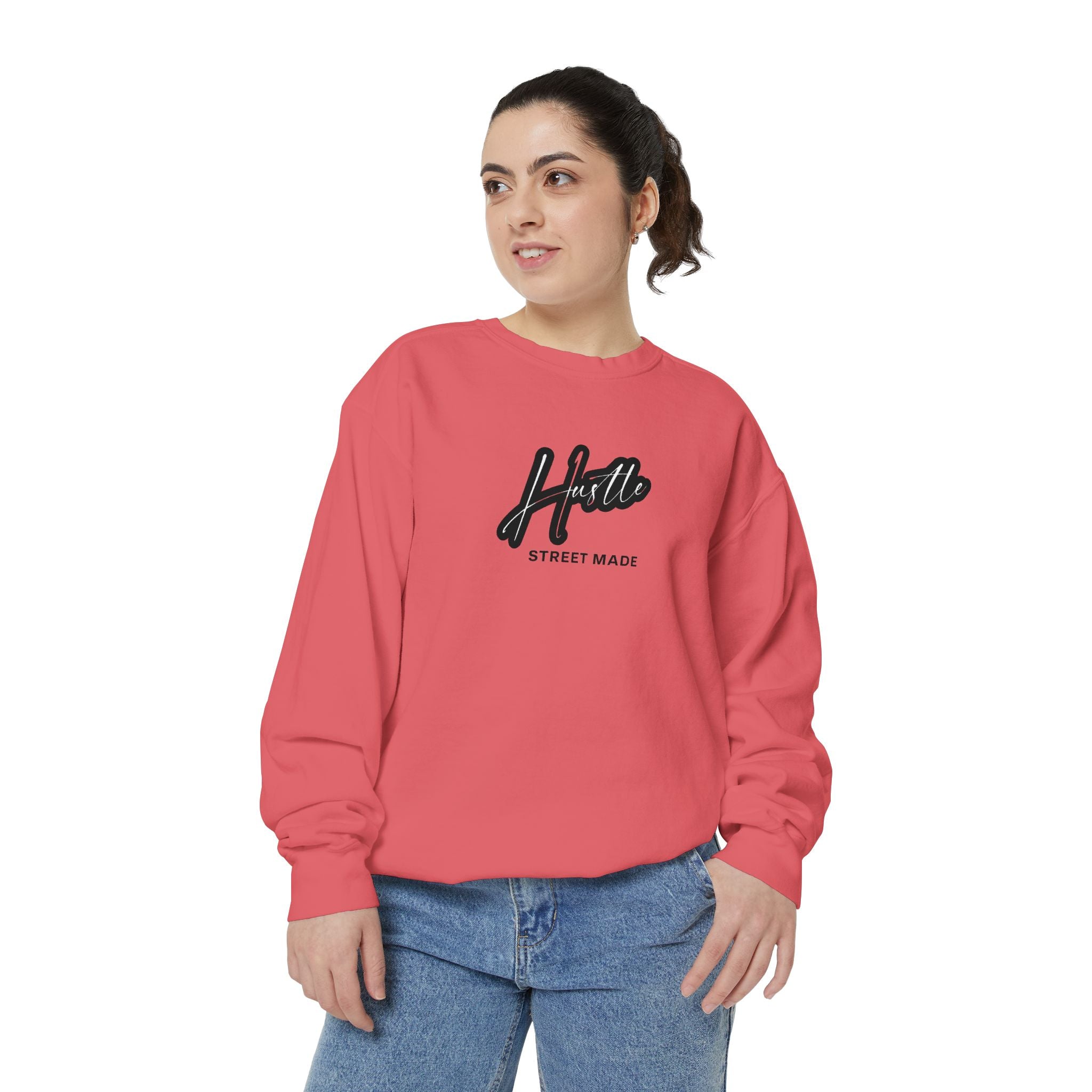 Hustle Street Mode Sweatshirt – Premium White Crewneck for Men & Women