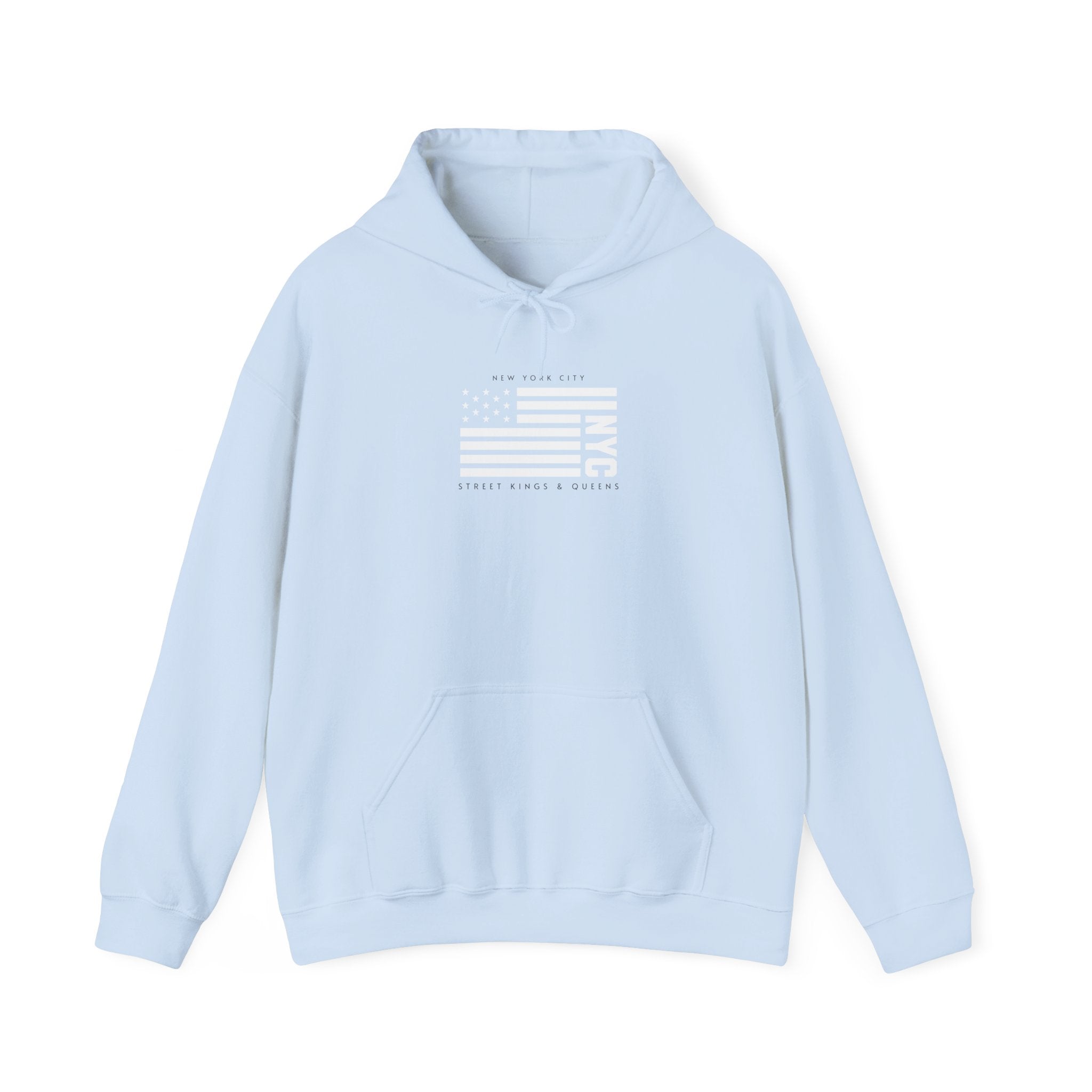 NYC Flag Hooded Sweatshirt – Cozy Unisex Pullover for City Lovers